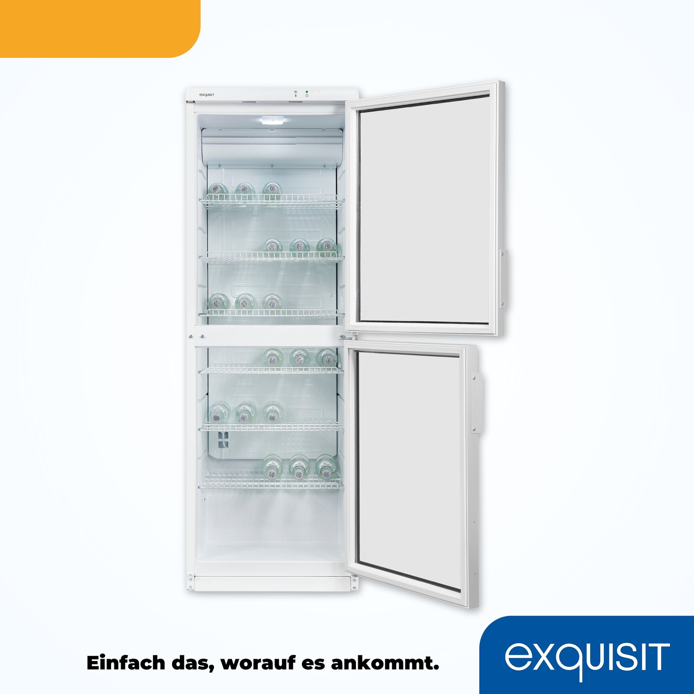 exquisit Getränkekühlschrank »GKS350-2-GT-280D weiss«, 320 L Volumen, Getränkekühlschrank mit Glastür, LED