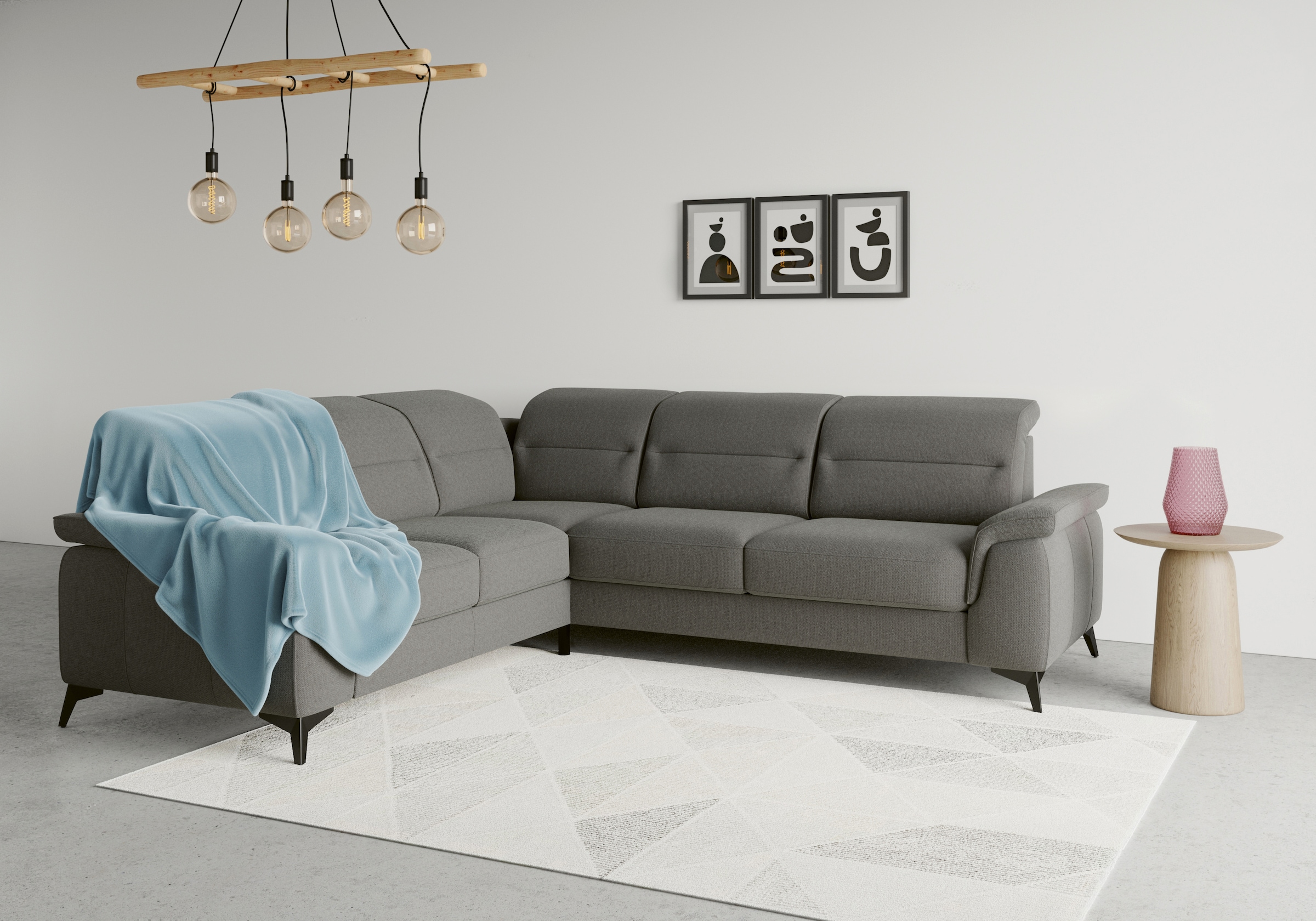 Sit & More Sinatra L-Form Corner Sofa Grey 4