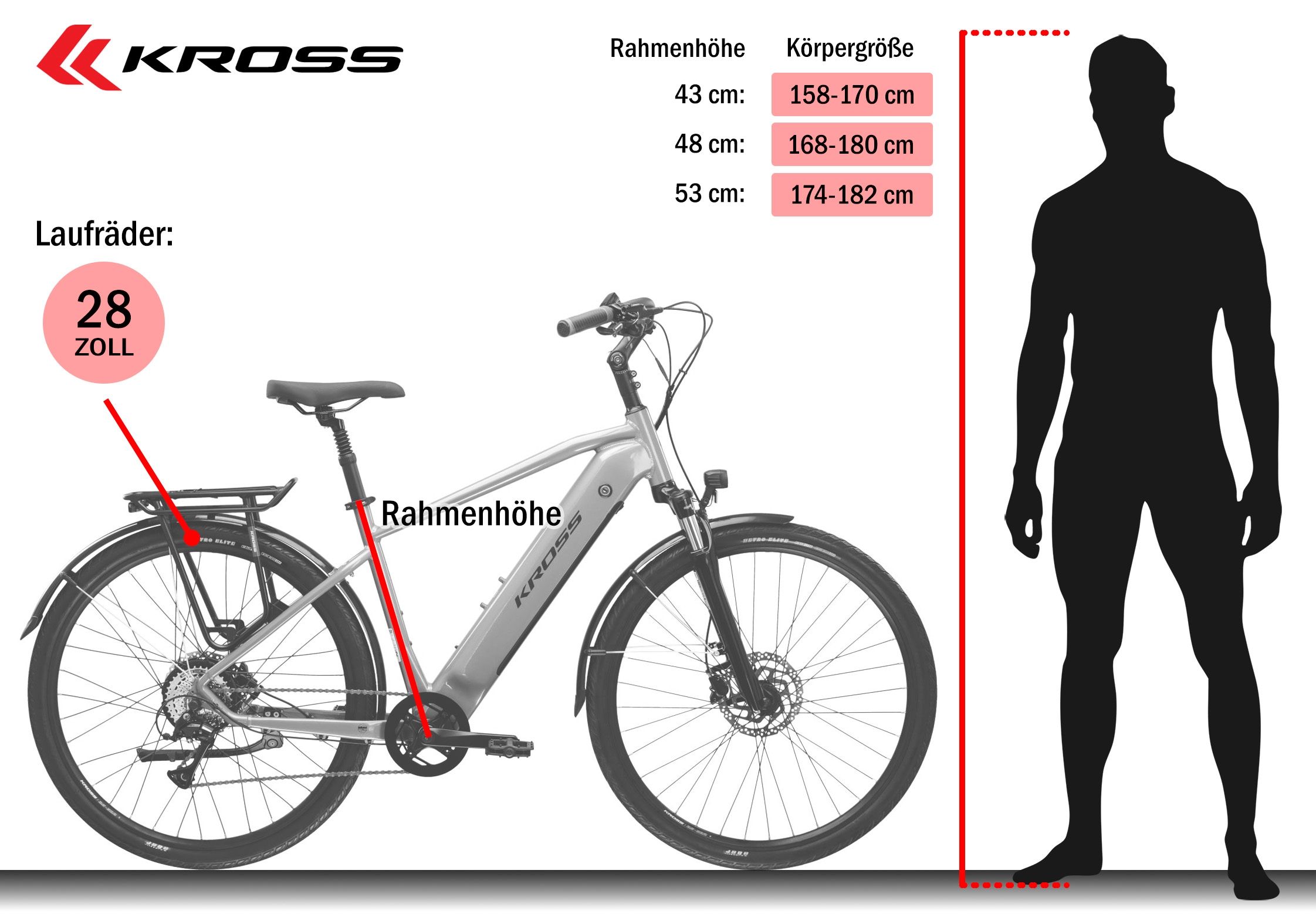 Kross »E-Trekkingbike Herren Trans Hybrid 1.0 28" graphitgrau 8 Gänge« 8 Gang Shimano ACERA M3020 Schaltwerk Kettenschaltung Heckmotor 250 W Pedelec, Elektrofahrrad für Herren