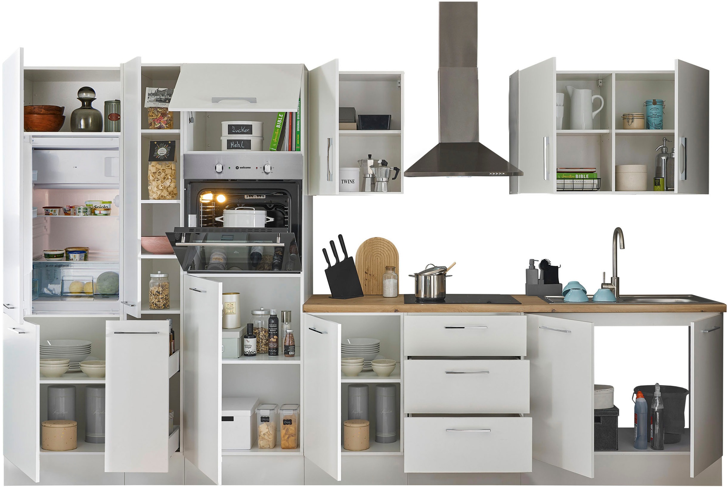 BASIC by Balculina Küchenzeile »Turin«, Breite 360 cm, wahlweise mit E-Geräten
