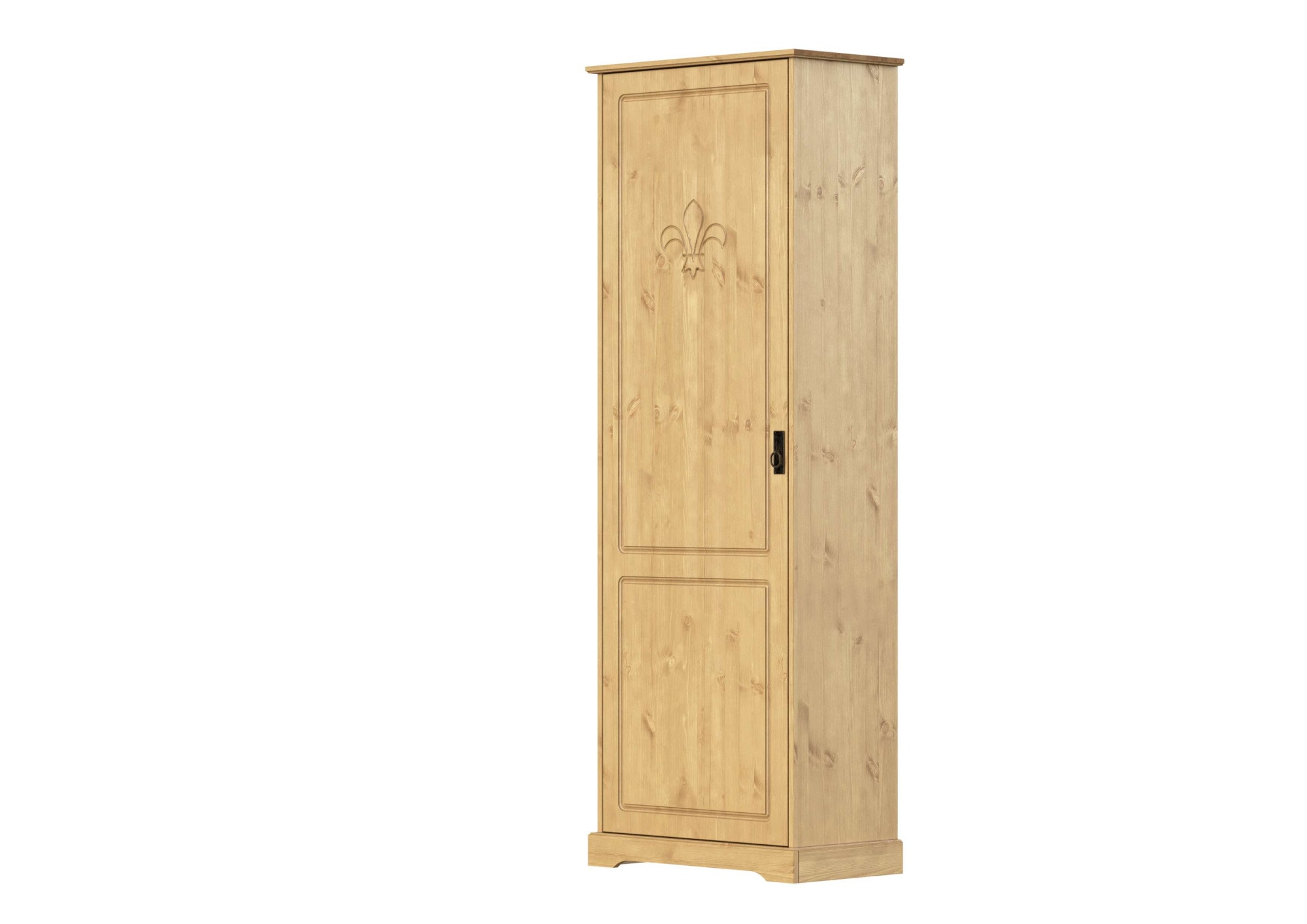 Home affaire Garderobenschrank »Lille Mehrzweckschrank Breite/Höhe: 67/187 cm«, aus massiver Kiefer, mit schöner Lilien-Fräsung, Jugendstil-Griffe