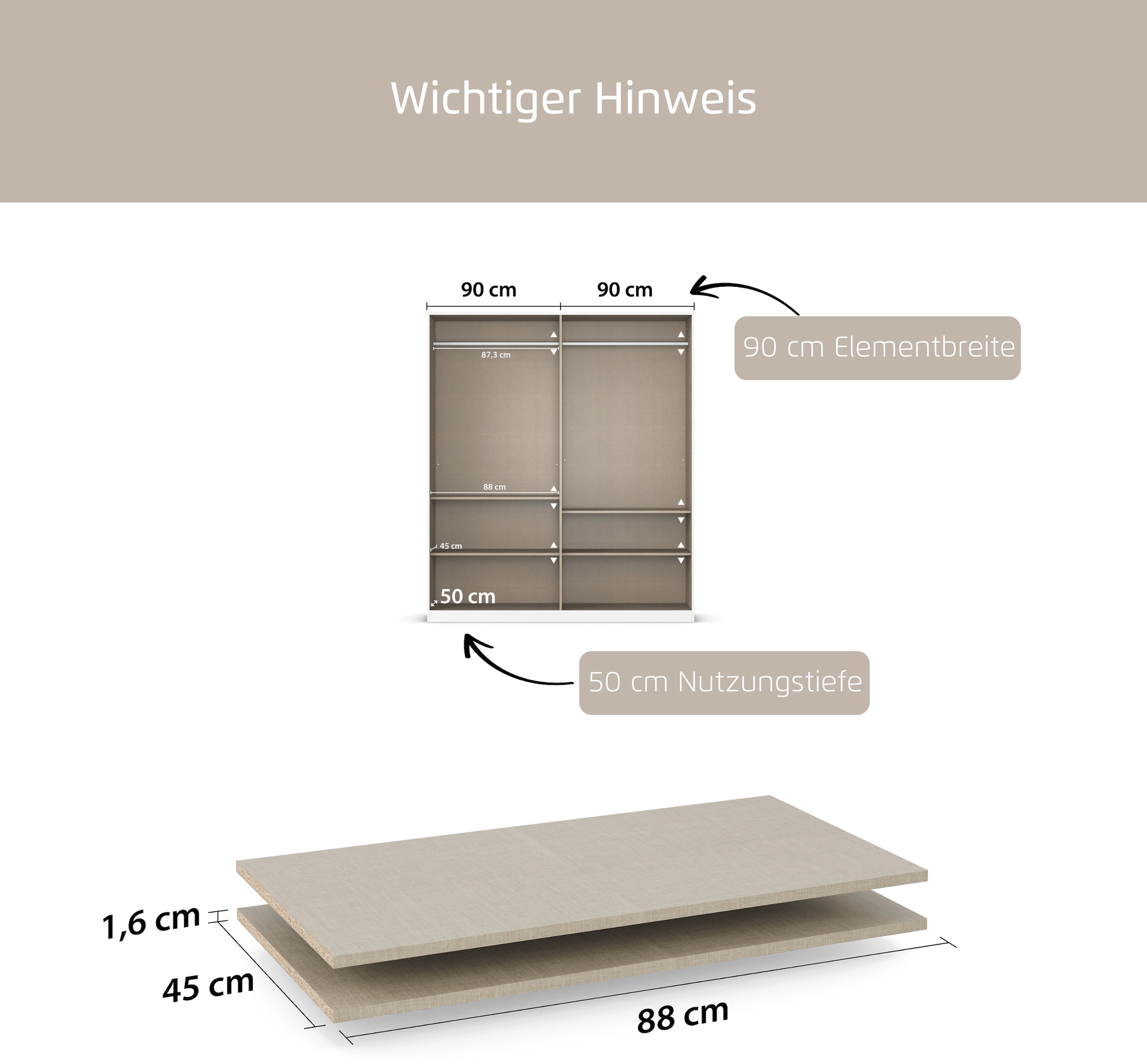 rauch Einlegeboden »Zubehör für Rauch-Drehtürenschränke ORANGE«, 2er-Set Breite 88 cm, Tiefe 45 cm