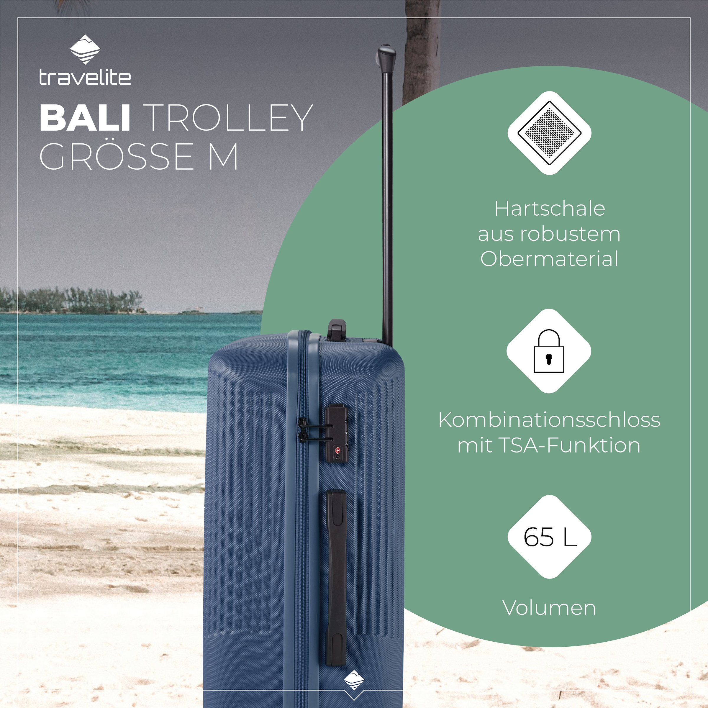 travelite Hartschalen-Trolley »BALI, in verschiedenen Größen und Farben«, 4 Rollen, Hartschallenkoffer Reisegepäck Reisekoffer TSA Schloss
