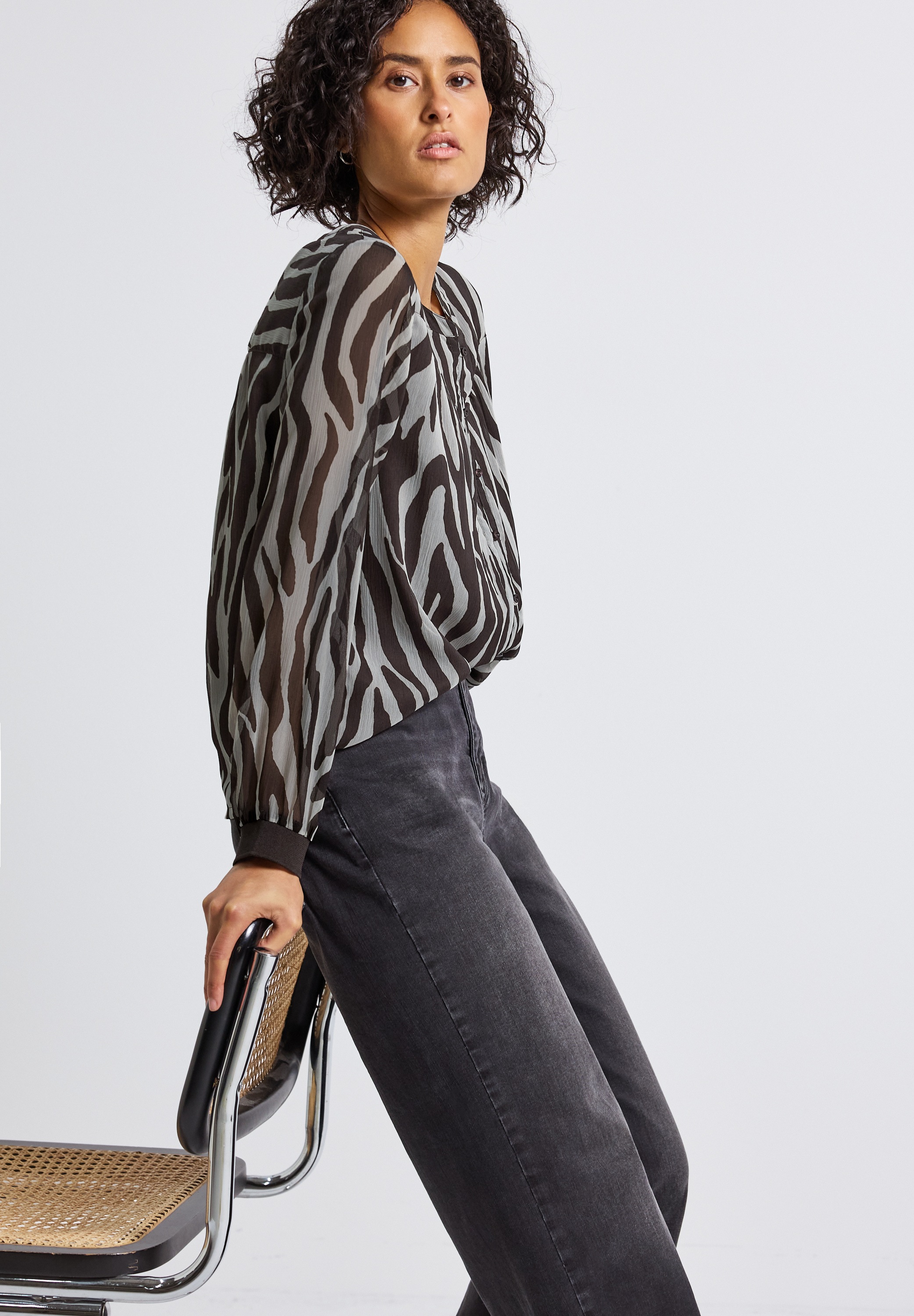 STREET ONE Chiffonbluse, mit Zebra-Print