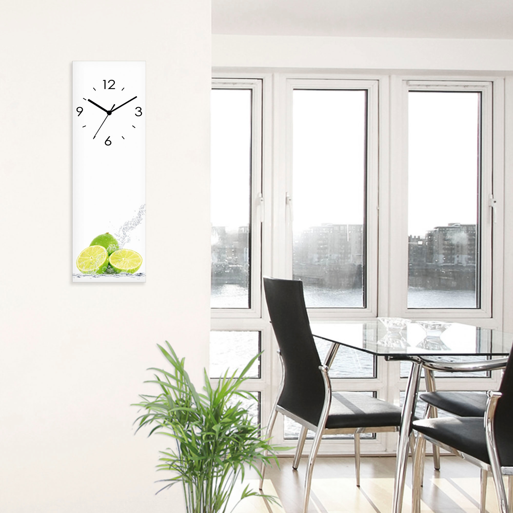 Artland Wanduhr »Limette mit Spritzwasser«, wahlweise mit Quarz- oder Funkuhrwerk, lautlos ohne Tickgeräusche