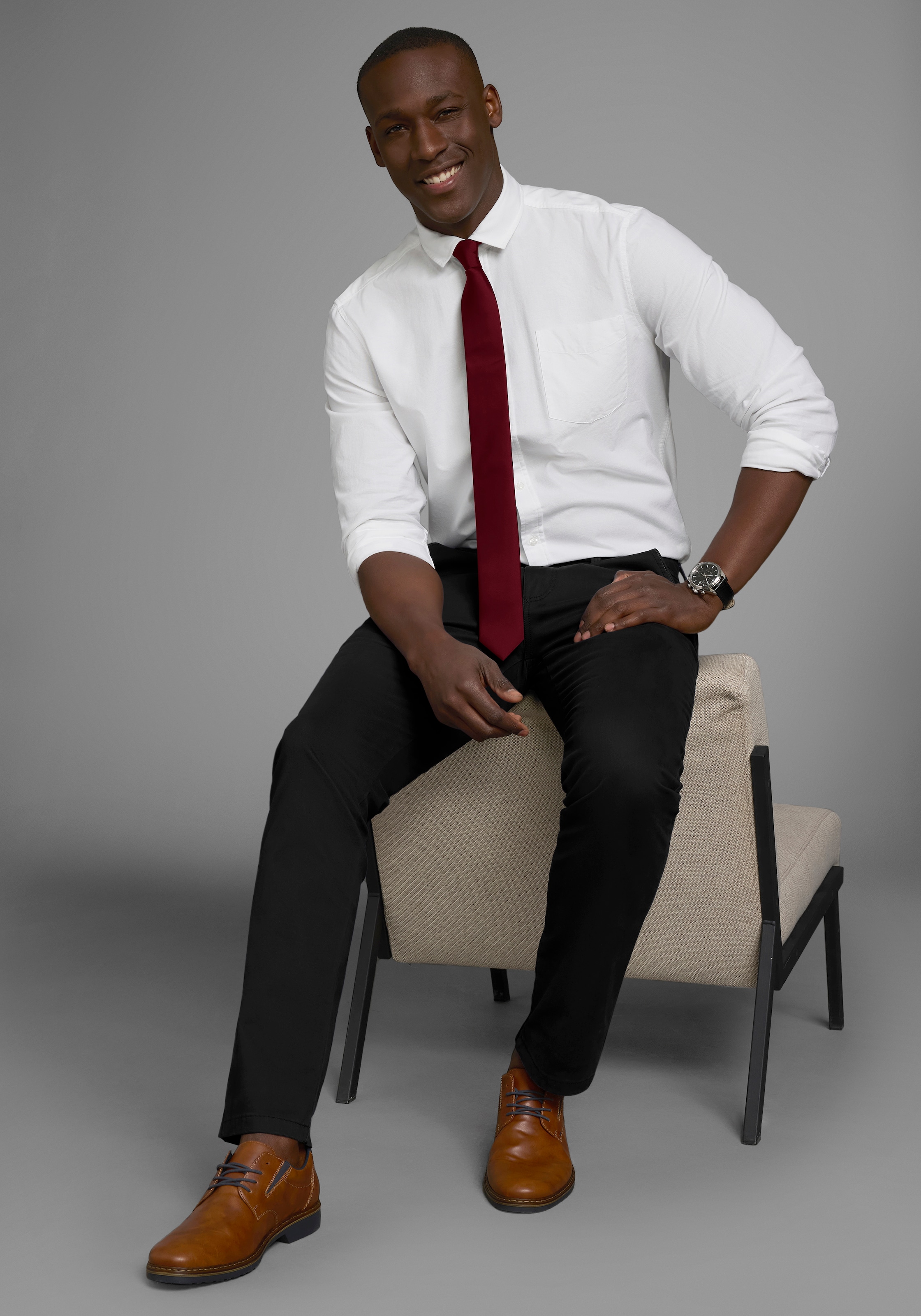 Man's World Krawatte in klassischen Farben & Slim-Breite - neue Farben bordeaux & petrol