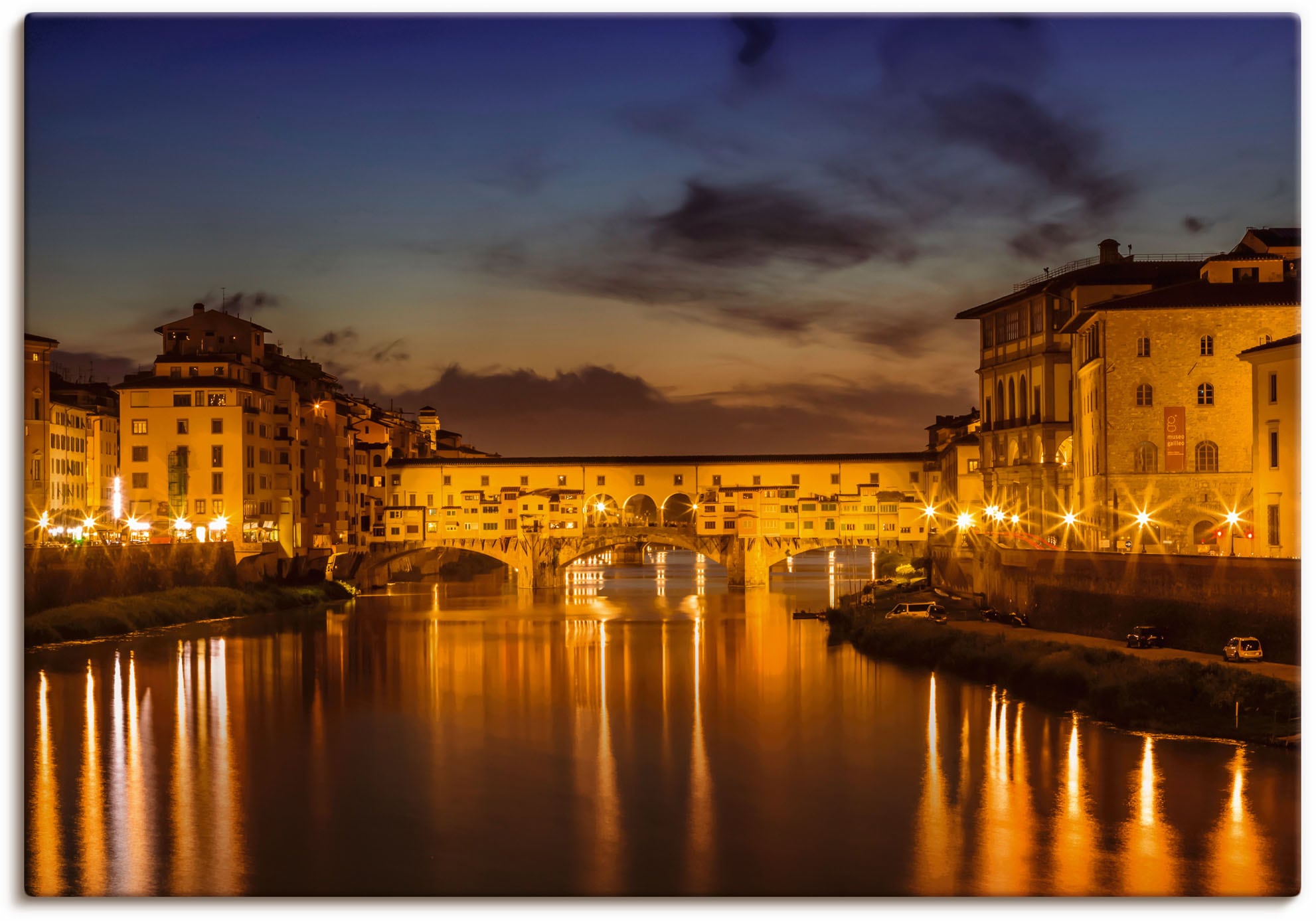 Artland Wandbild "FLORENZ Ponte Vecchio am Abend", Florenz, (1 St.), als Alubild, Outdoorbild, Leinwandbild in verschied