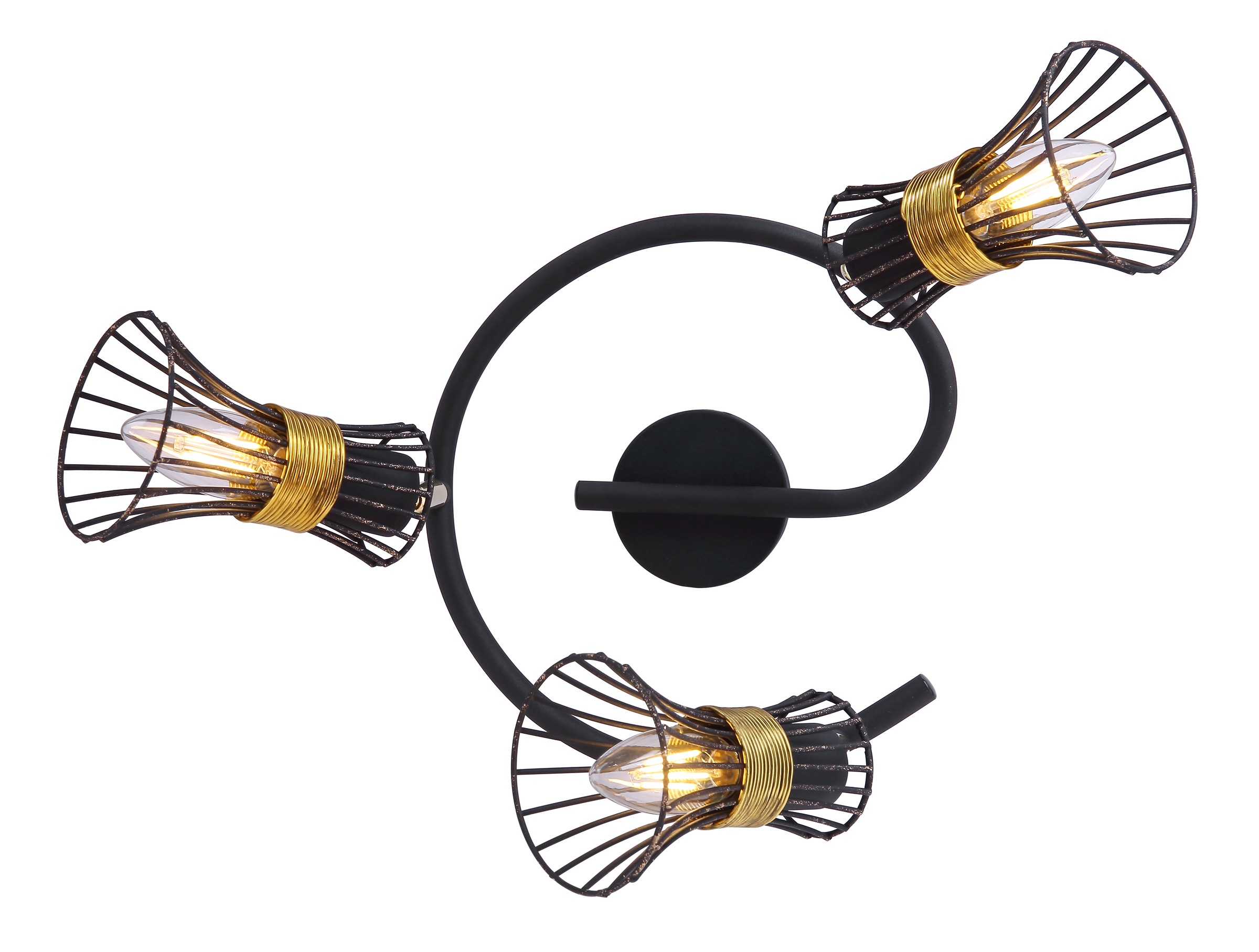 GLOBO LIGHTING Deckenstrahler »PURRA«, Leuchtmittel E14 | ohne Leuchtmittel, Deckenspot/schwarz/goldfarben/Metallstäbe/Flur/Wohnzimmer