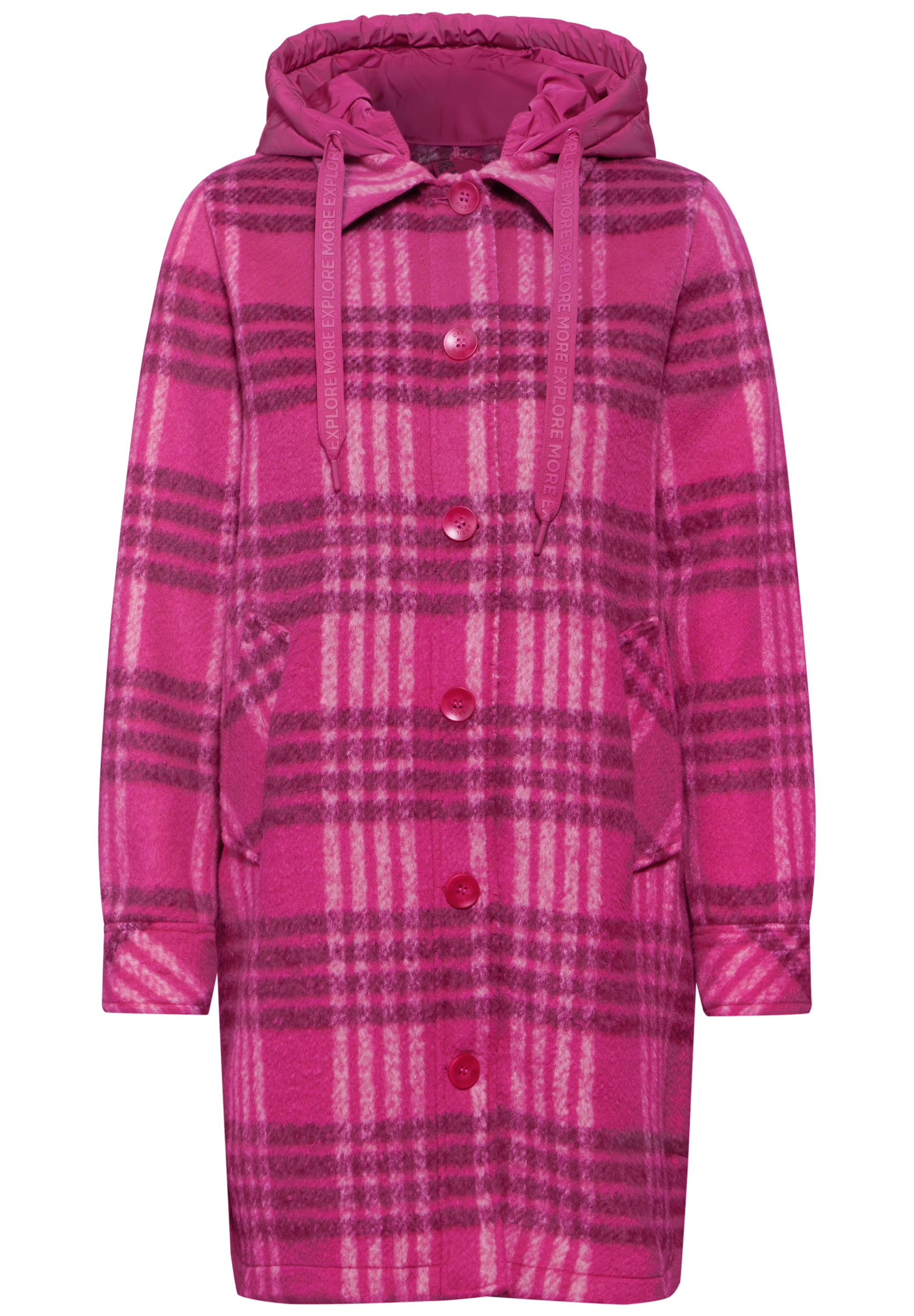 Cecil Langjacke, mit Kapuze, mit Knopfleiste