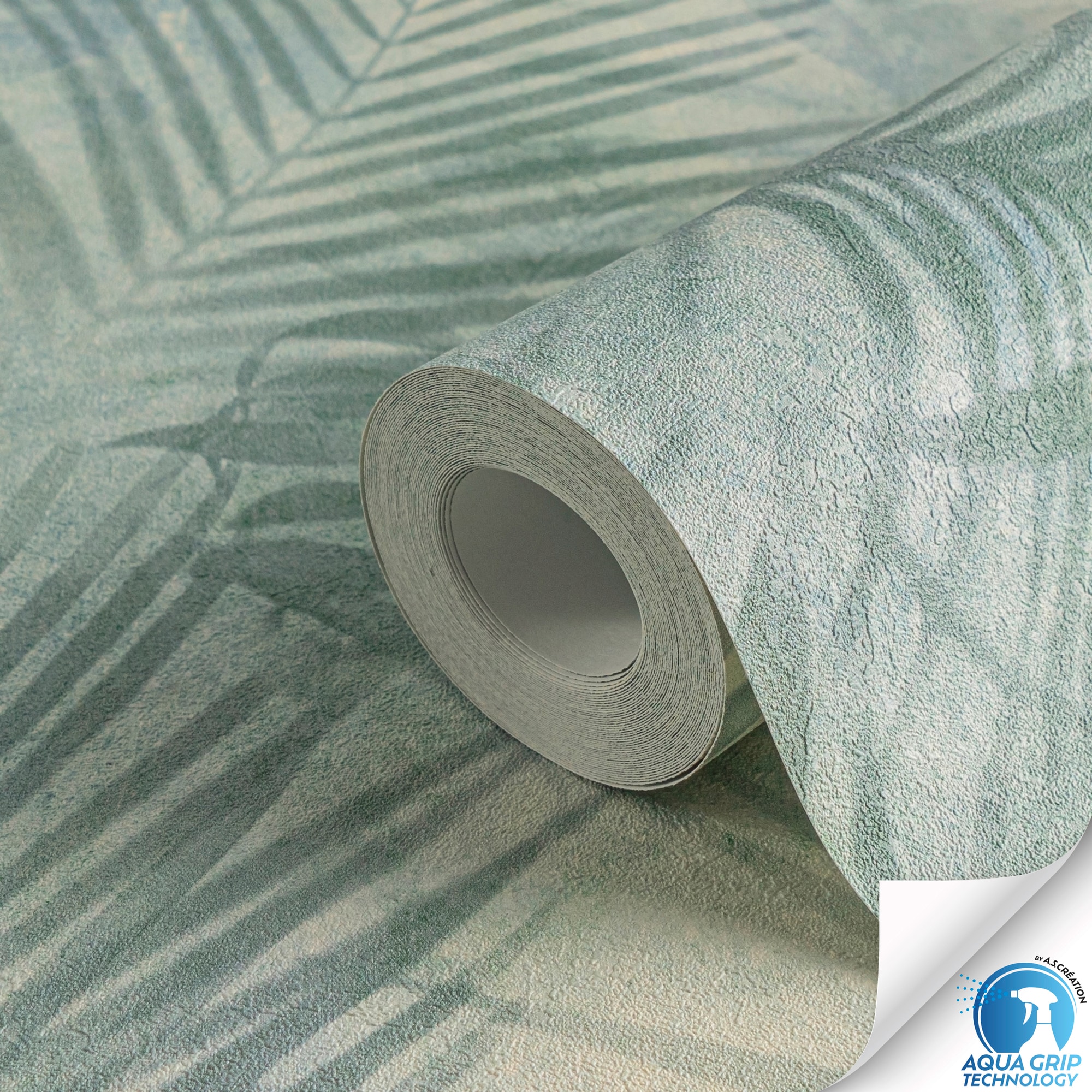 living walls Vliestapete »DesignDrop vorgeleimte Tapete Palmen Mustertapete Grün Blau« matt strukturiert florale Vliestapete vorgekleistert für Schlafzimmer Wohnzimmer Küche