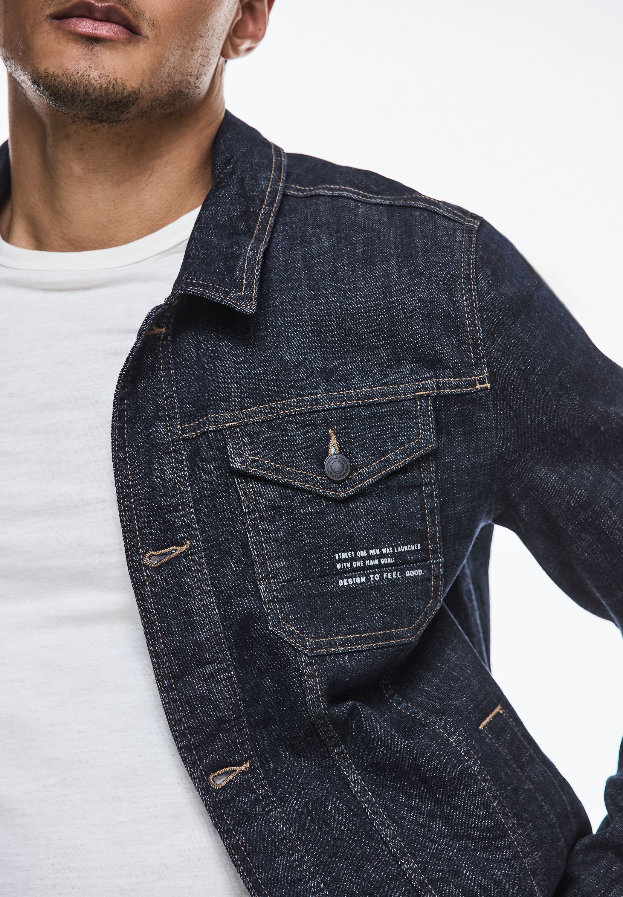 STREET ONE MEN Jeansjacke, ohne Kapuze, mit Brusttaschen