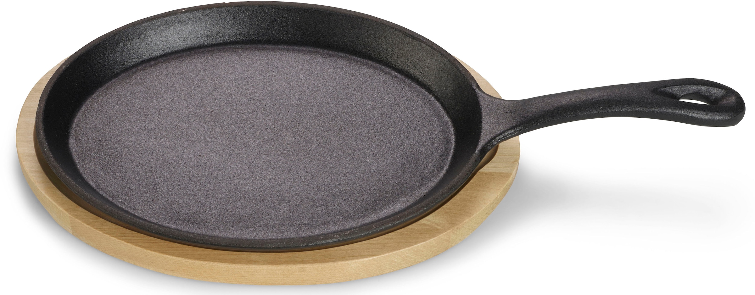 ECHTWERK Servierpfanne »Mini Pfännchen, Kleine Grillpfanne, Gesamtlänge 37,4 cm«, Gusseisen, mit Servierbrett, bereits eingebrannt, Backöfen, Grill, BBQ