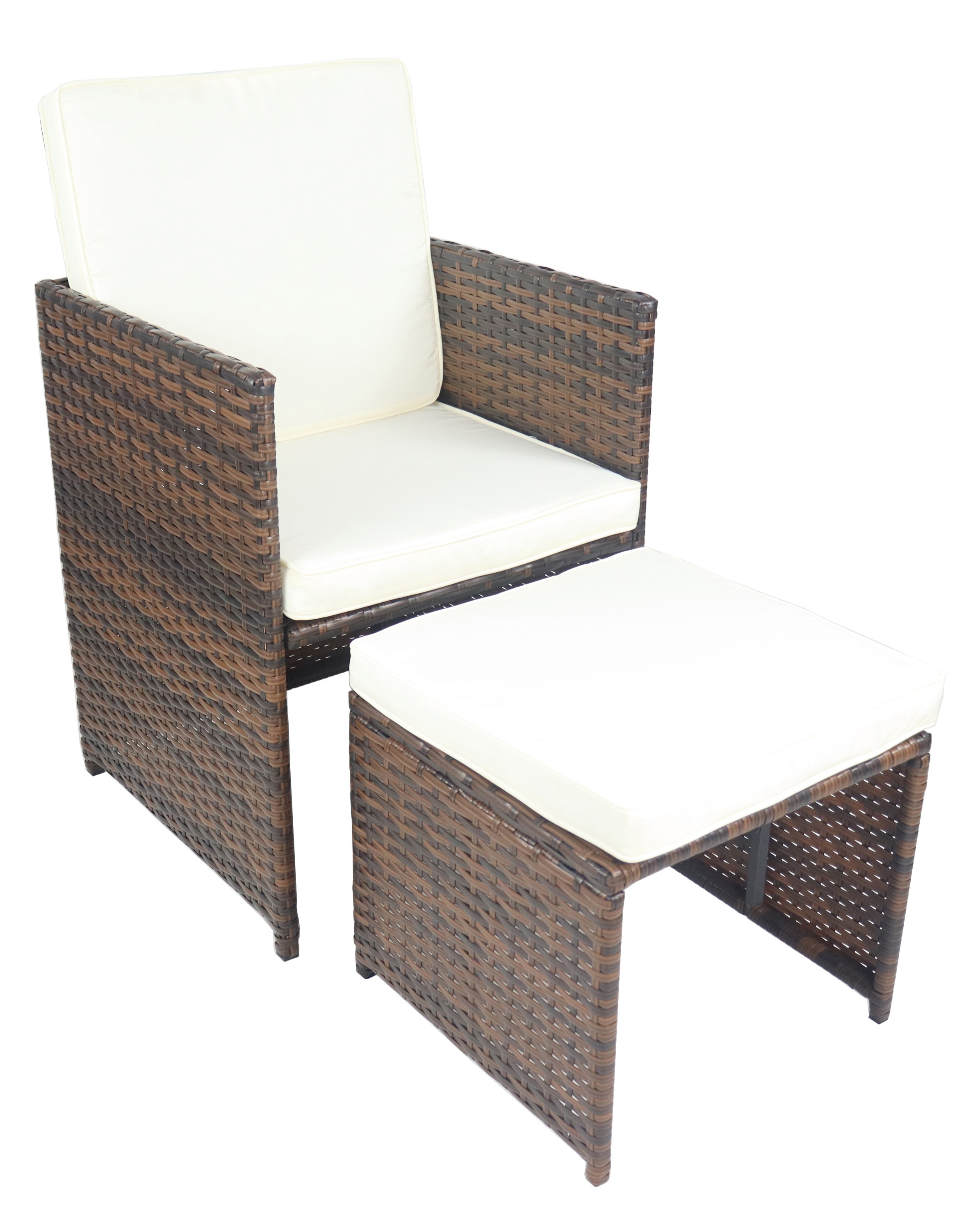 VCM Garten-Essgruppe »VCM 9-tlg Gartenmöbel Set | Sitzgruppe Essgruppe | 1xTisch, 6x Stühle, 2x Hocker | Tisch Maße ca. H. 72 x B. 170 x T. 110 cm | Rattan | Garten Set - Raloso«, (9 tlg., Raloso)