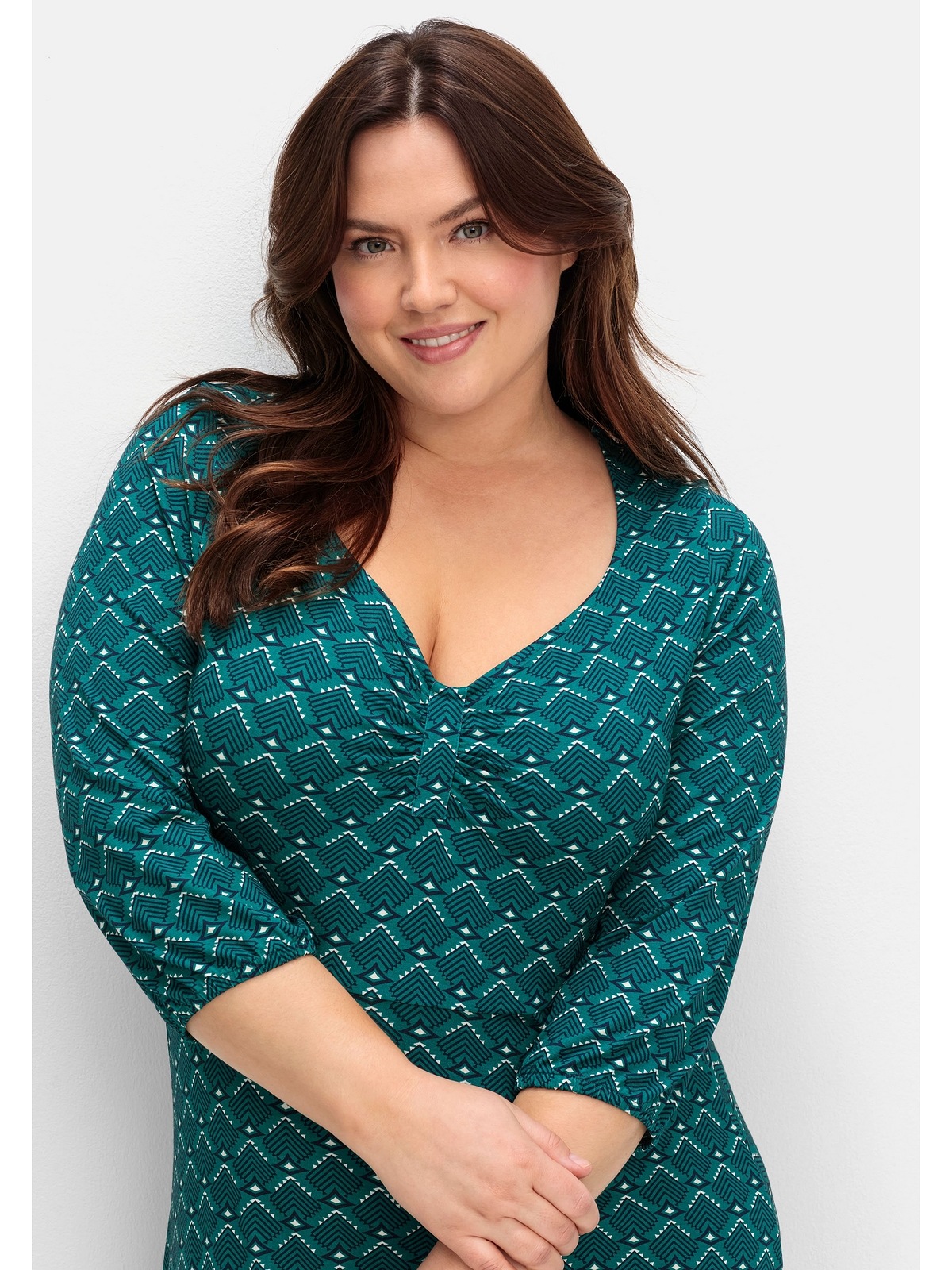sheego by Joe Browns A-Linien-Kleid »Große Größen«, mit Herzausschnitt und Grafikprint