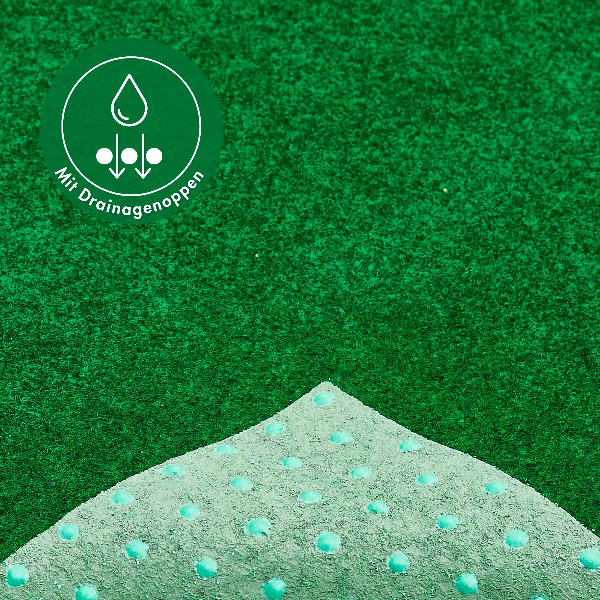 Thumbnail - Andiamo Kunstrasen "Field, Made in Belgium", rechteckig, 4 mm Höhe, Rasenteppich aus Nadelfilz, mit Noppen, für Balkon &...