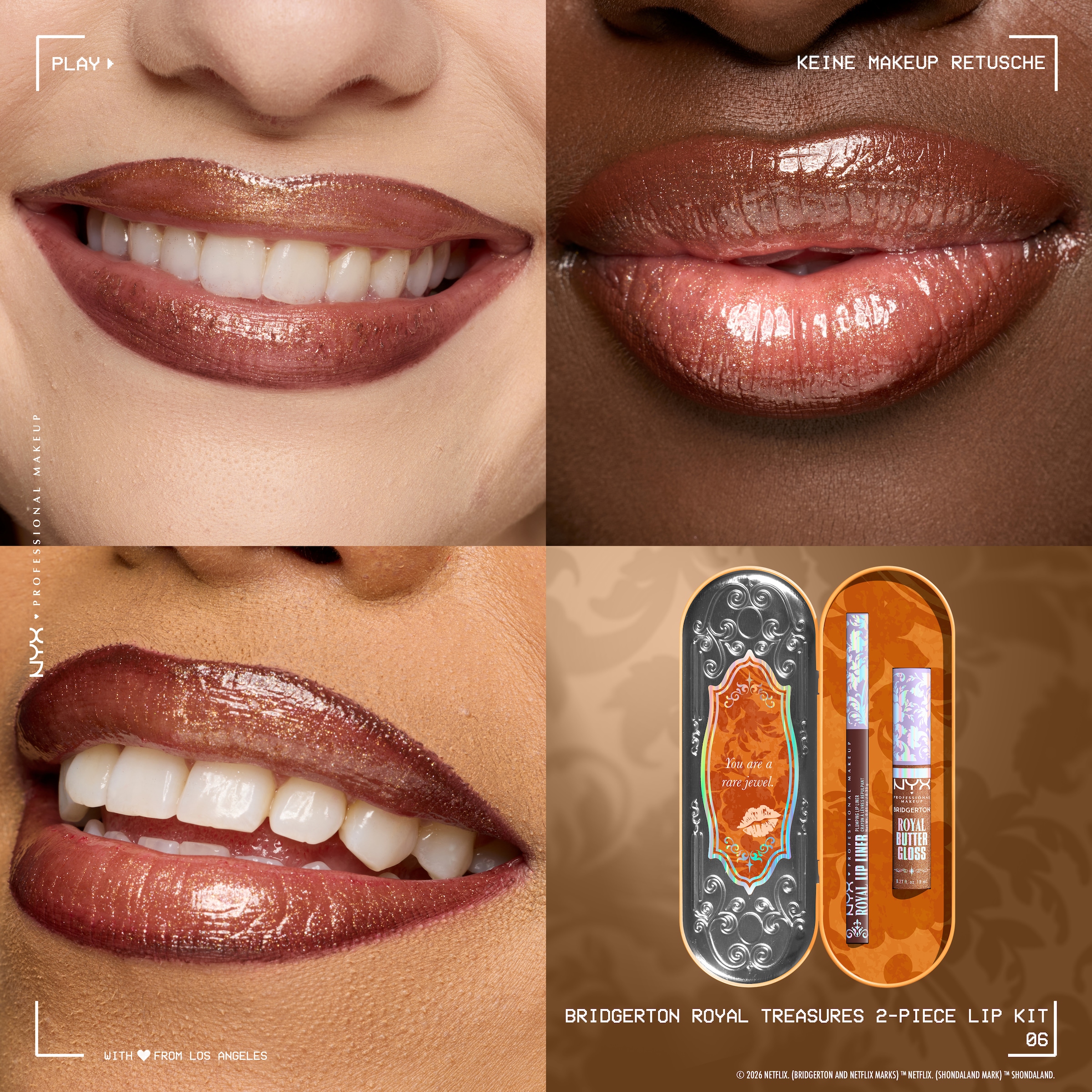 NYX PROFESSIONAL MAKEUP Schmink-Set »BRIDGERTON ROYAL TREASURES LIP KIT« Royal Butter Gloss und Royal Lip Liner