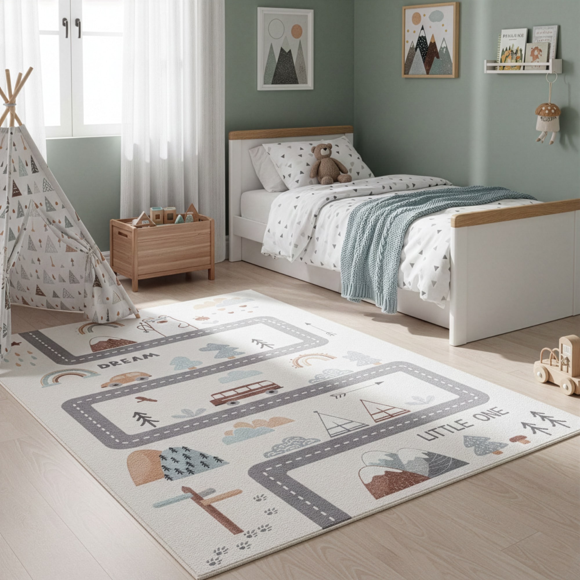 "Kinderteppich AYYILDIZ TEPPICHE ""COCO 1134 , auch in rund erhältlich"", weiß (creme), B:160cm H:8mm L:230cm, Teppiche, Kinderteppich, Waschbar bei
