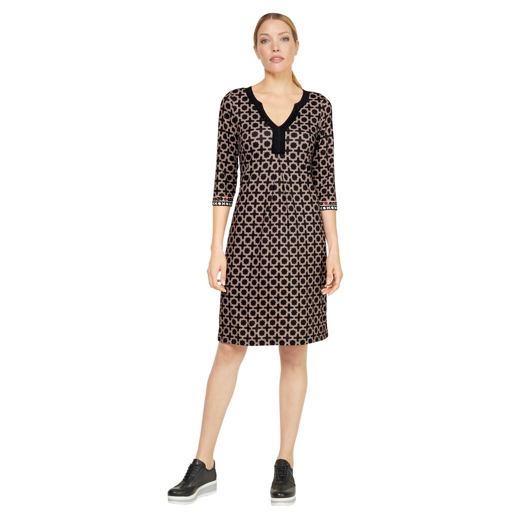 Damenmode Kleider RICK CARDONA by Heine Jerseykleid »Druck-Kleid« schwarz-camel-bedruckt Damenmode Kleider RICK CARDONA by Heine Jerseykleid »Druck-Kleid« schwarz-camel-bedruckt