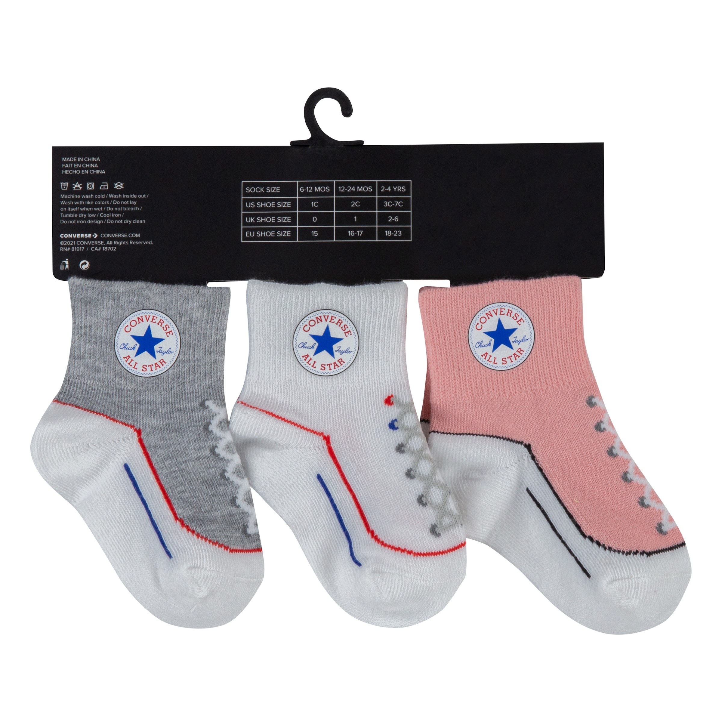 Converse Tennissocken »CHN INFANT STRIATED QTR 3PK« 3 Paar tlg. für Babys, dreiteiliges Set, sportlicher Stil