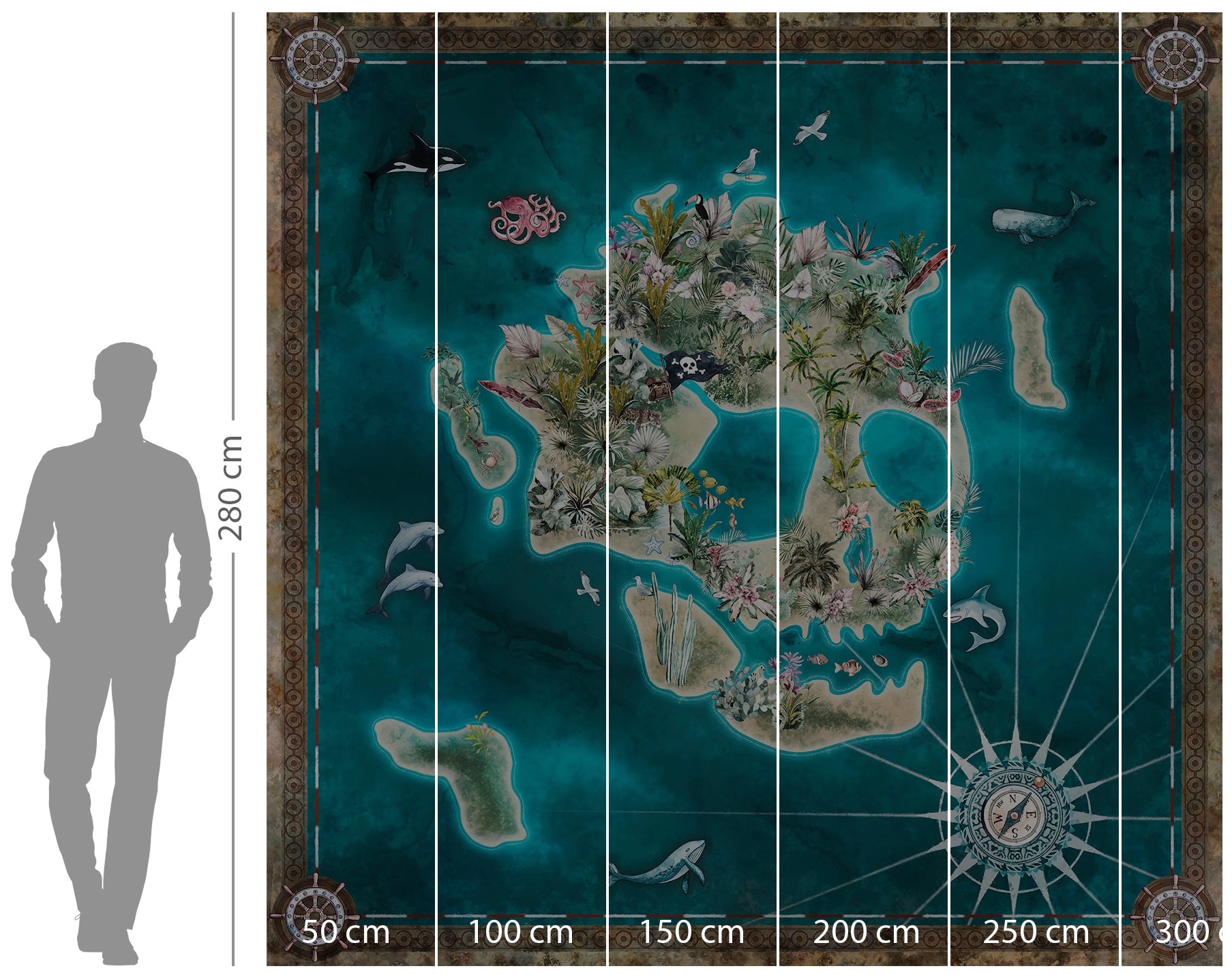 Komar Vliestapete »Digitaldruck Vlies - Skull Island - Größe 250 x 250 cm«, bedruckt, Kinderzimmer