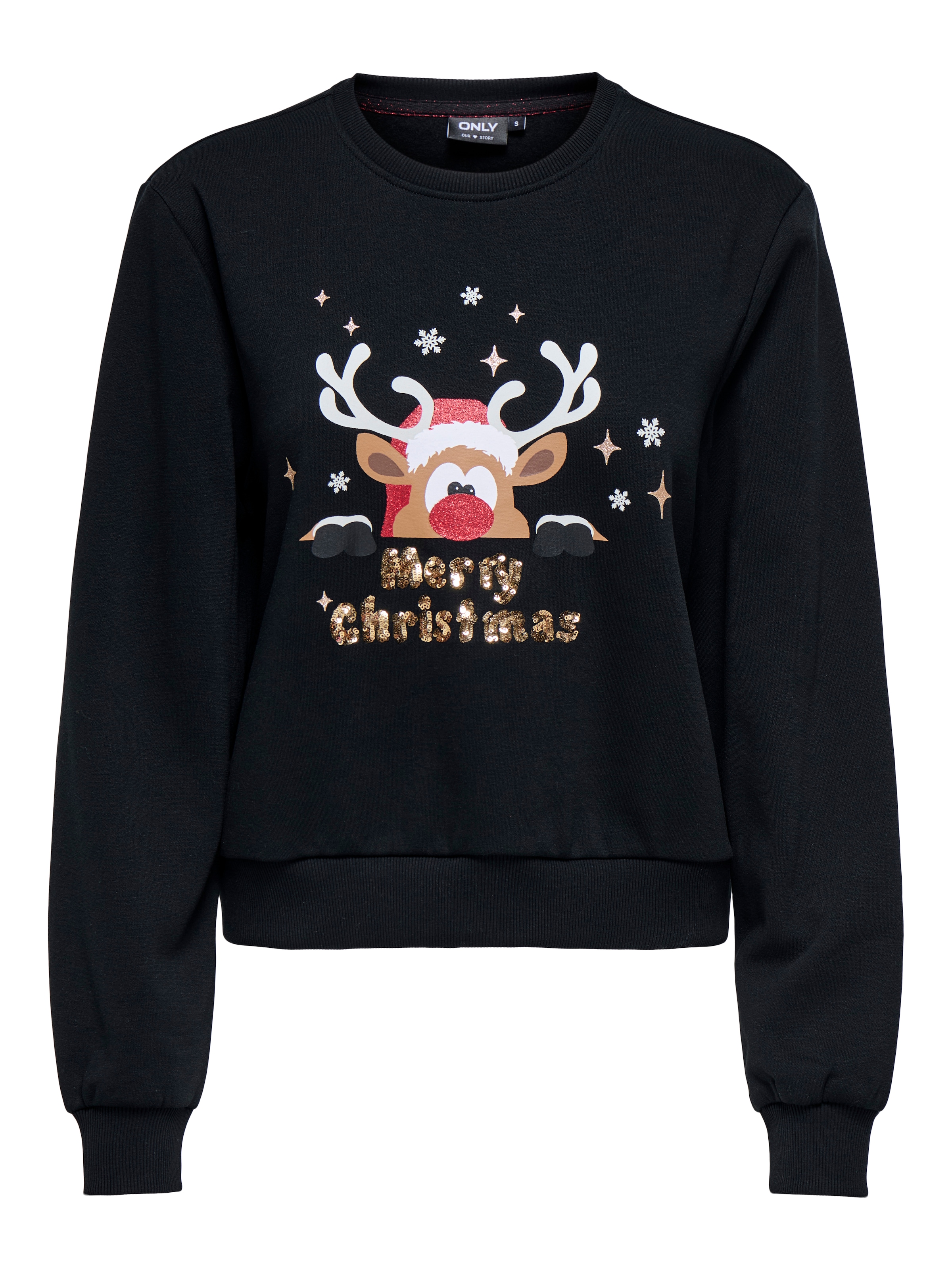 ONLY Weihnachtssweatshirt »ONLYDA XMAS L/S O-NECK BOX SWT«, mit verschiedenen Weihnachtsmotiven
