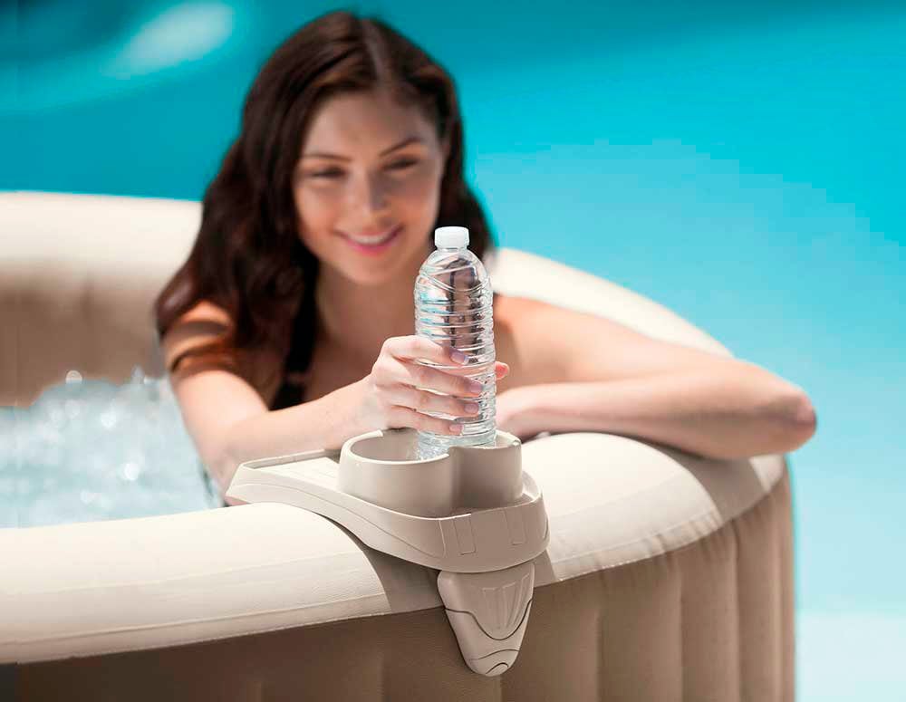Intex Ablagetisch »PureSPA Whirlpool Wellnessset: 1 Getränkehalter & 2 Premiumkopfstützen« 3-teiliges Set: 1 Getränkehalter und 2 Kopfstützen