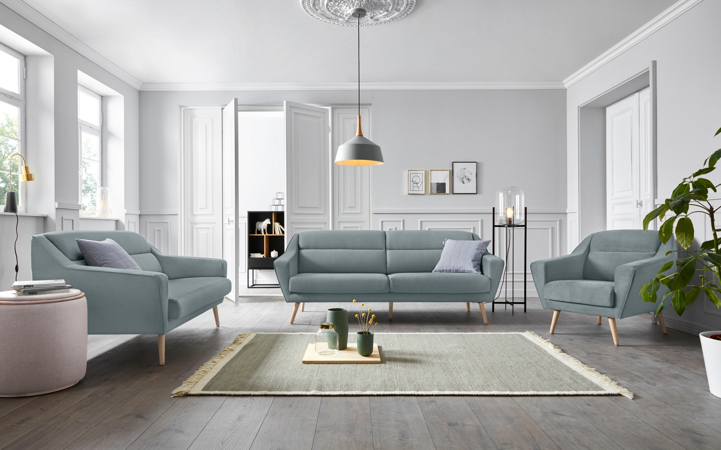 OTTO home 2-Sitzer "Bille" mit Naht im Rückenkissen und Eiche-Beinen, Desig günstig online kaufen