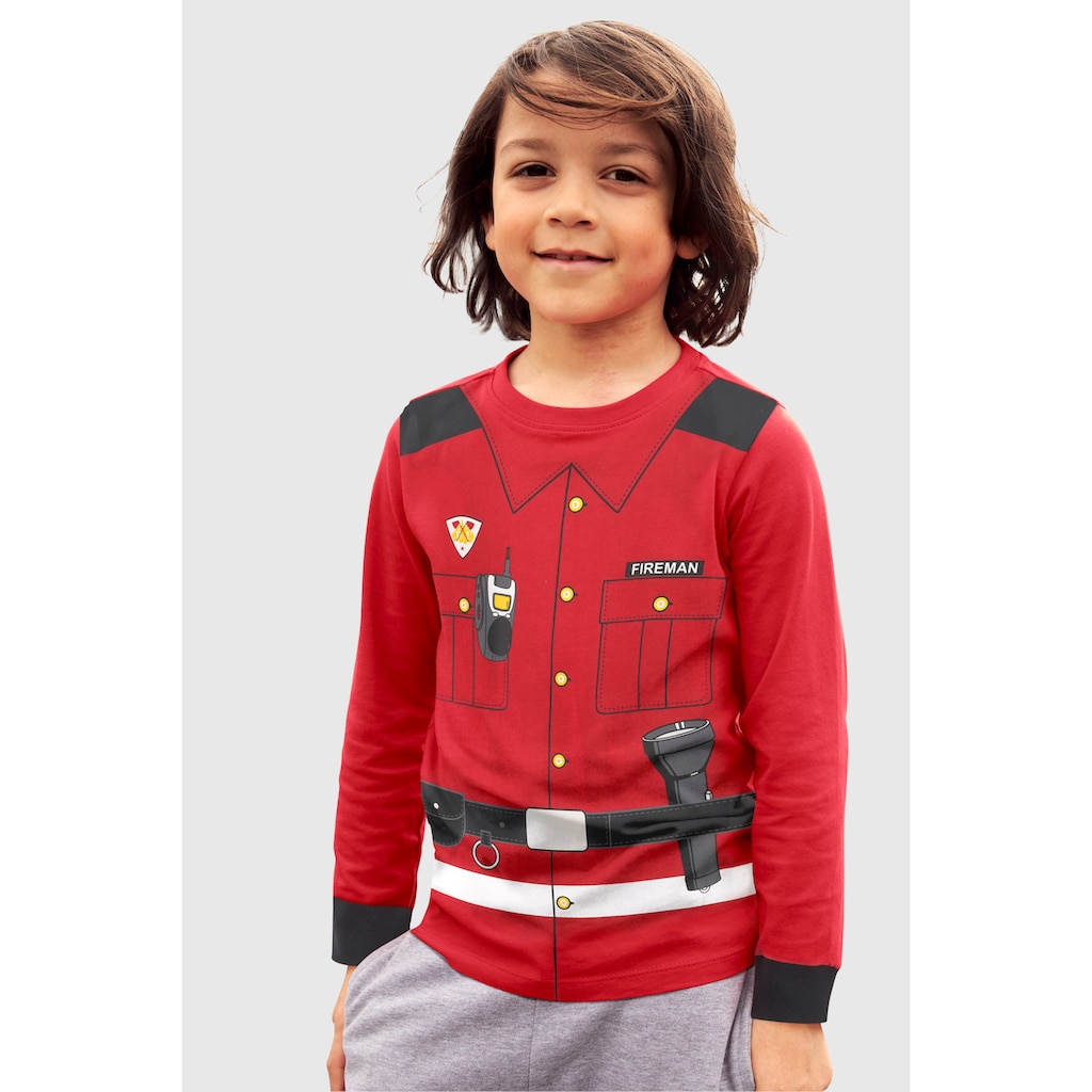 KIDSWORLD Langarmshirt »FEUERWEHR«, Uniform-Druck