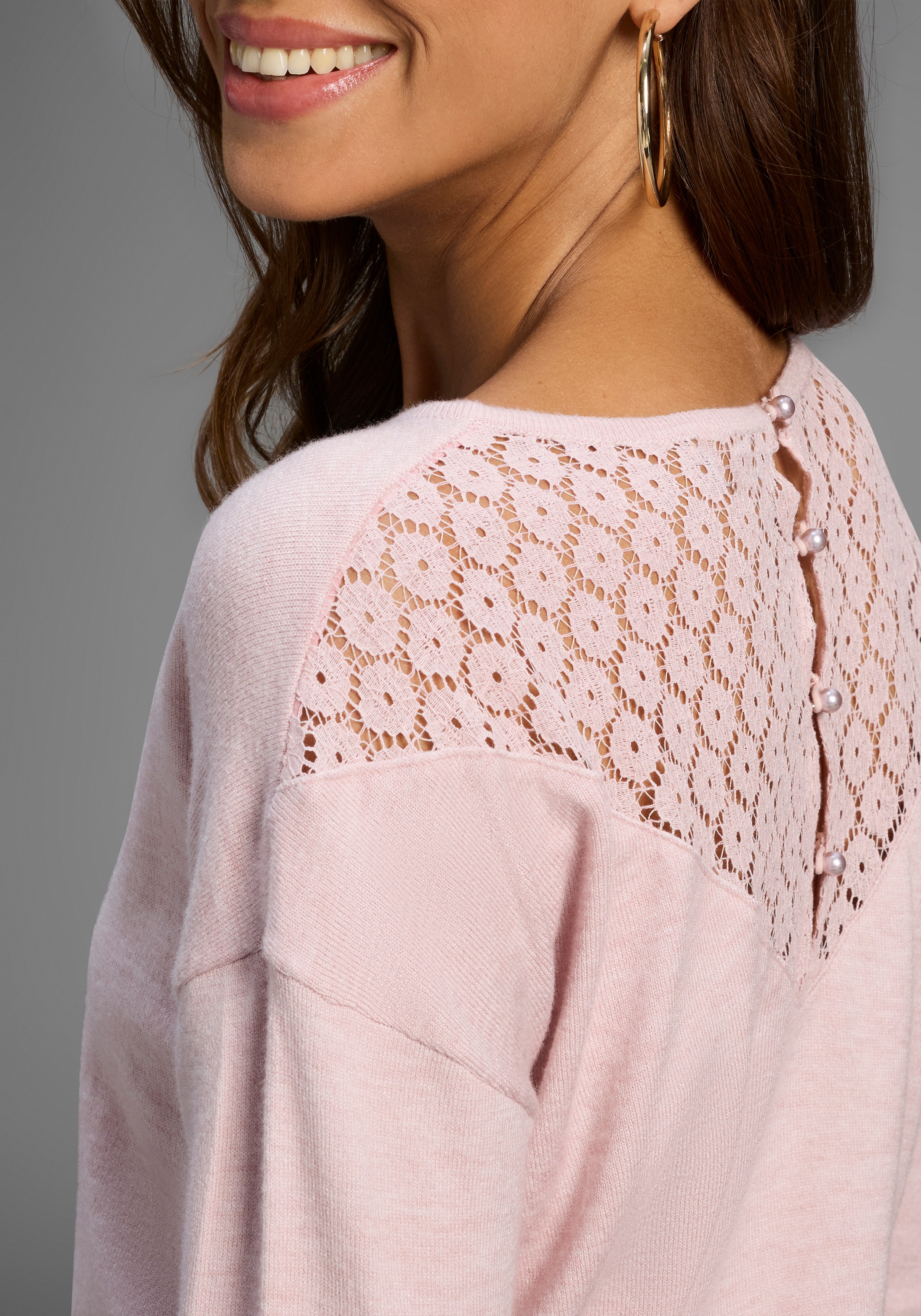 Thumbnail - Laura Scott Strickpullover softer Winterstrick mit Spitzendetial