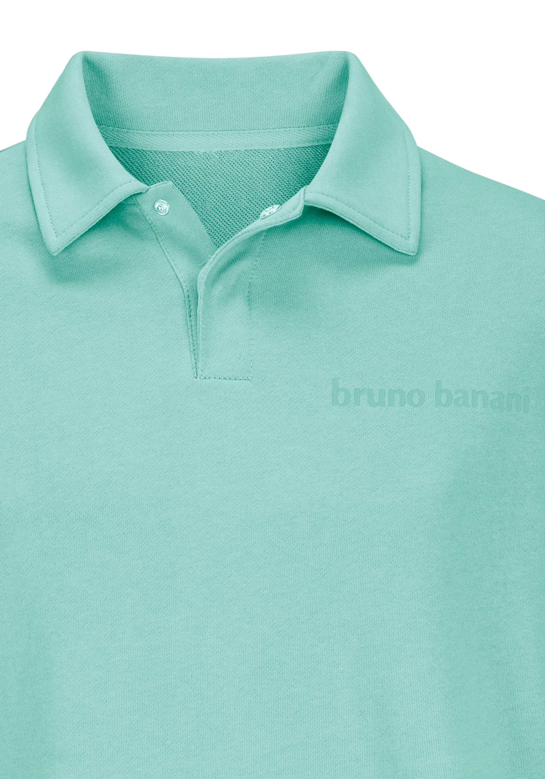 Bruno Banani Sweatshirt »mit Kragen und kleiner Knopfleiste«, Langarmshirt mit Bruno Banani-Logo aus reiner Baumwolle