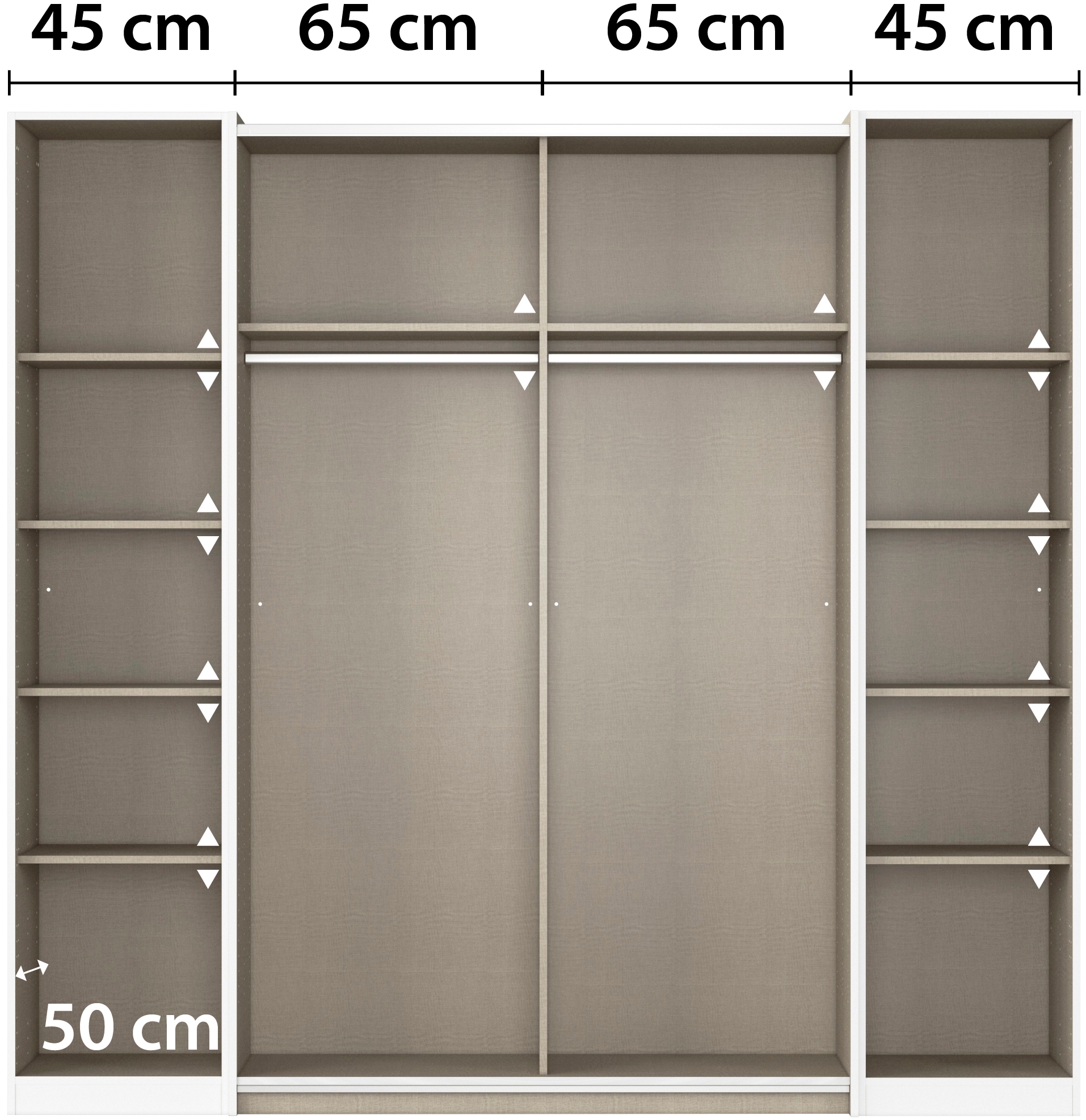 rauch Schwebetürenschrank »Kleiderschrank Drehtürenschrank Schrank Garderobe KRONACH« in 3 Ausstattungen BASIC/CLASSIC/PREMIUM, Breiten 225/268/311/354 cm,  Kombischrank optional mit 1 oder 2 Spiegel viele Böden MADE IN GERMANY