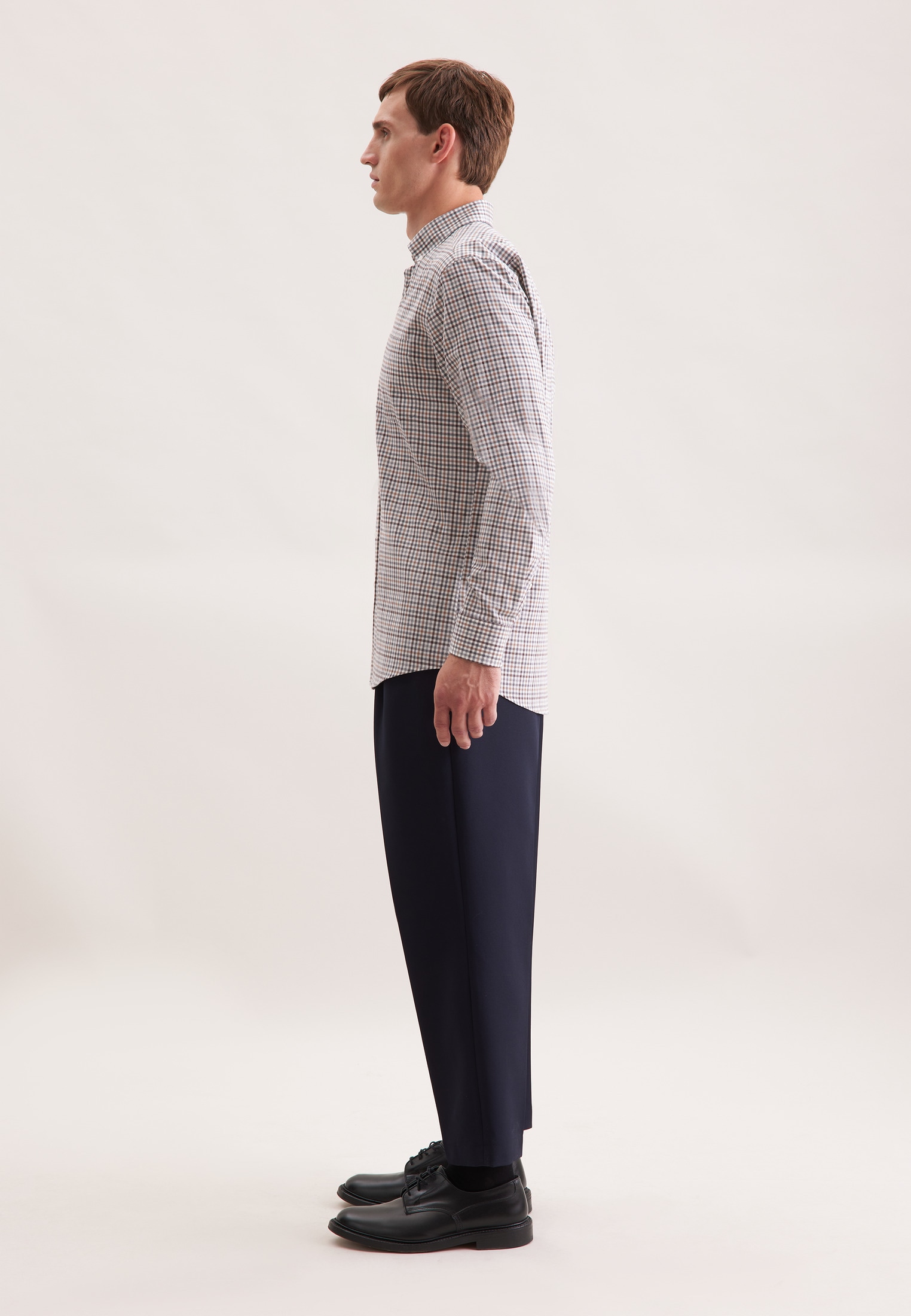 seidensticker Flanellhemd »Schwarze Rose«, Regular 1/1 Button-Down-Kragen Karo