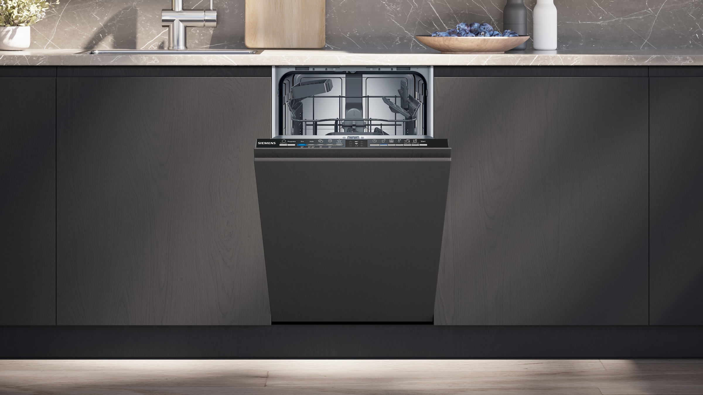 SIEMENS vollintegrierbarer Geschirrspüler iQ100 »SR61HX23KE« 10 tlg. Maßgedecke Schnelles Spülen mit varioSpeedPlus und höhenverstellbarer Korb