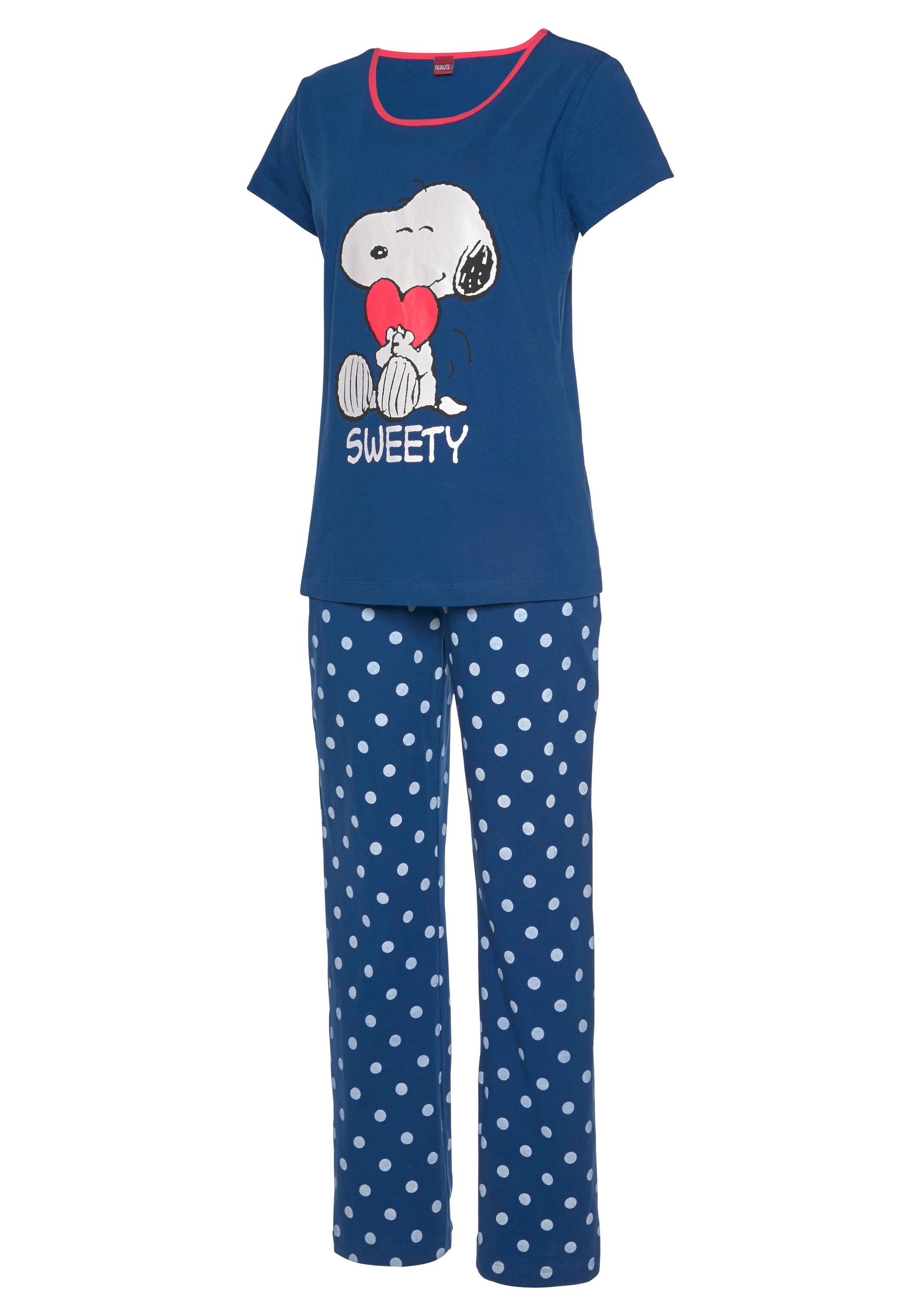 Peanuts Pyjama, (2 tlg.), mit Snoopy-Druck und Pünktchen-Hose