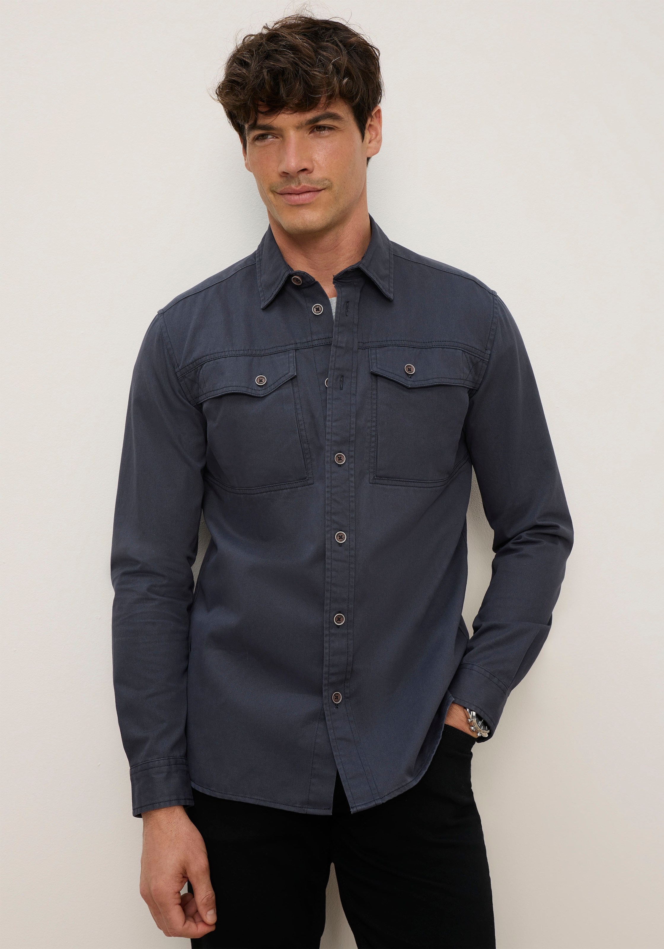 Mans World Langarmhemd mit normalem Hemdkragen, Regular Fit, aus Baumwolle