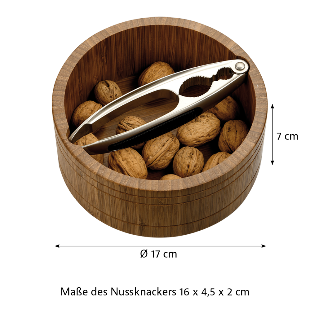 KESPER® Schale »Nussschale inklusive Nussknacker, rund, dunkler Bambus, FSC« aus Bambus