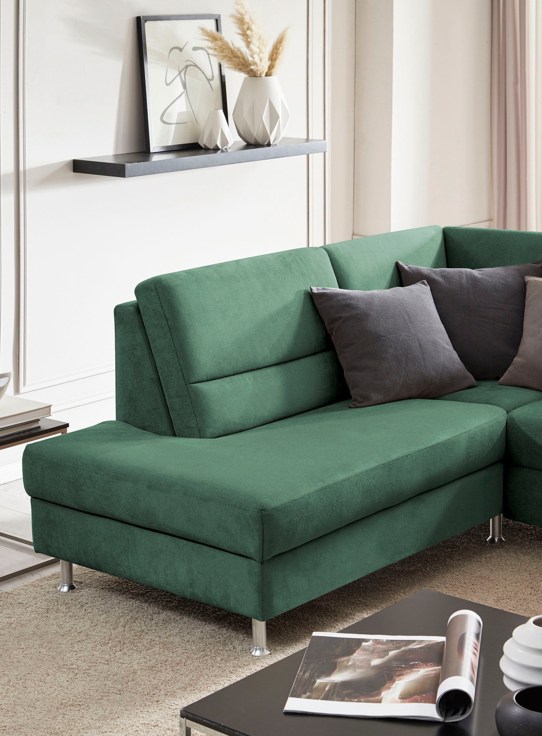 CALIZZA INTERIORS Ecksofa »Onyx L-Form«, Ottomane links oder rechts, wahlweise mit Bettfunktion, Breite 257 cm
