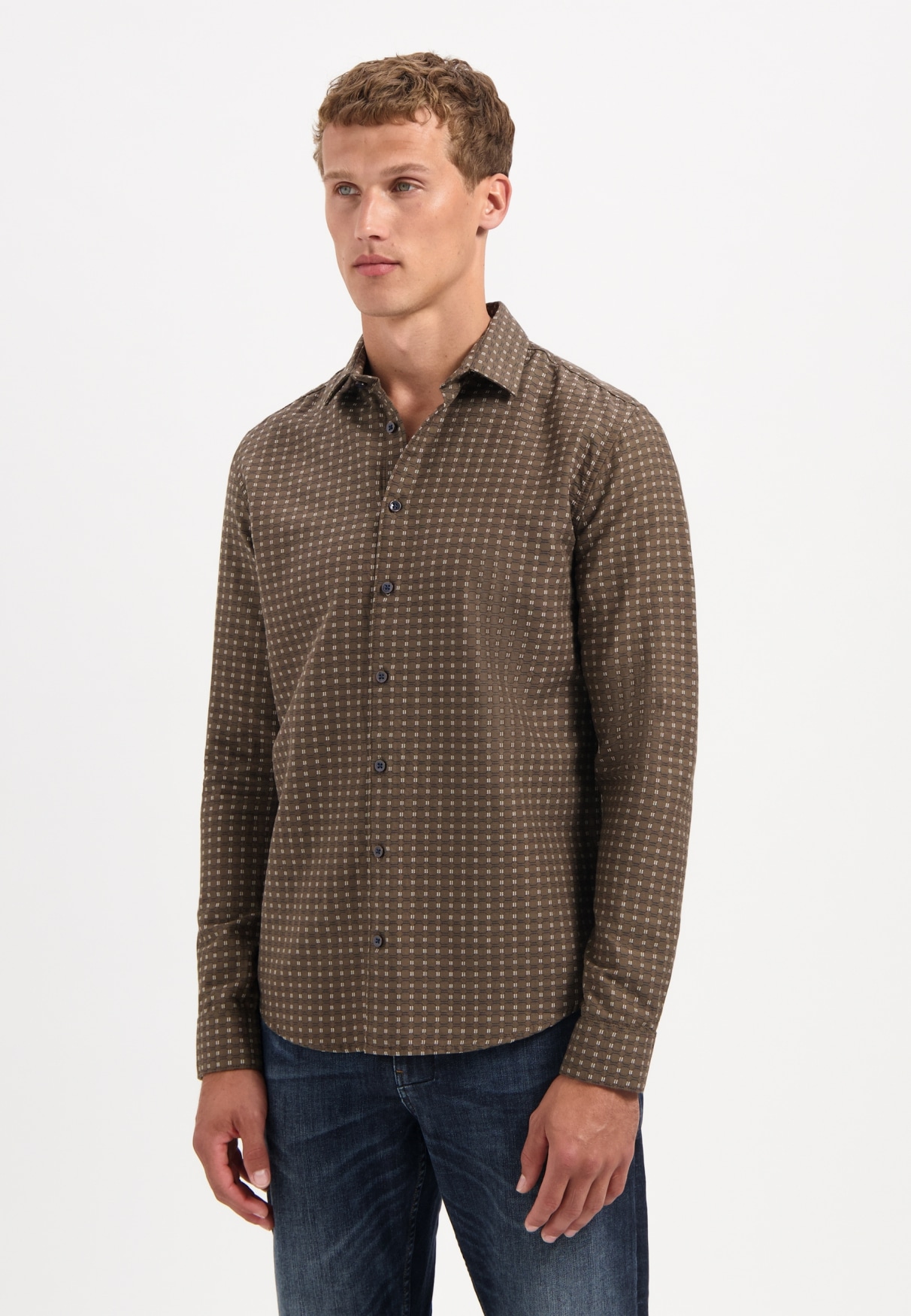 NO EXCESS Langarmhemd "No Excess Gewebtes Jacquard-Hemd" günstig online kaufen