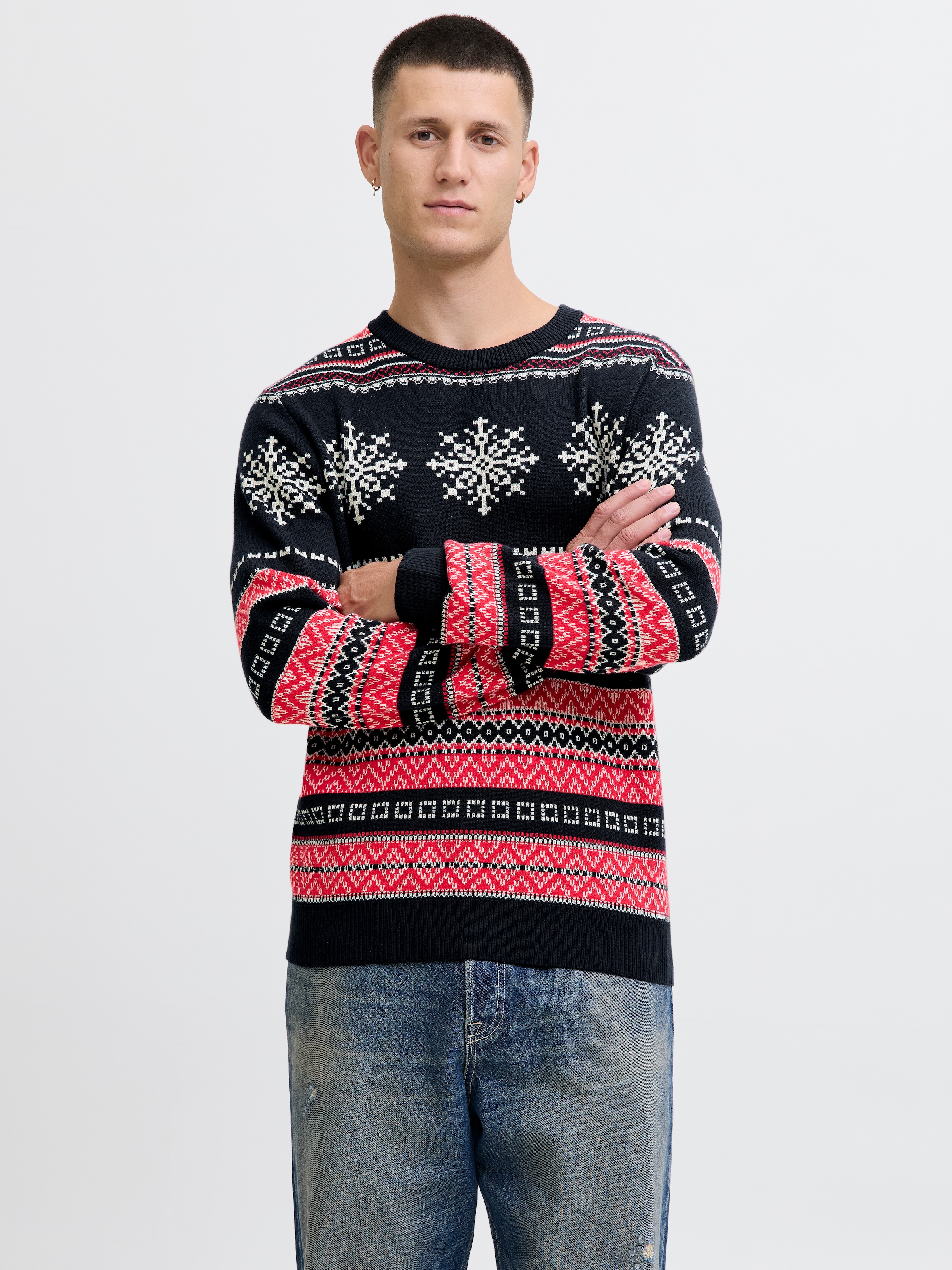 Jack & Jones Strickpullover "JJXMAS NOEL KNIT CREW NECK" günstig online kaufen
