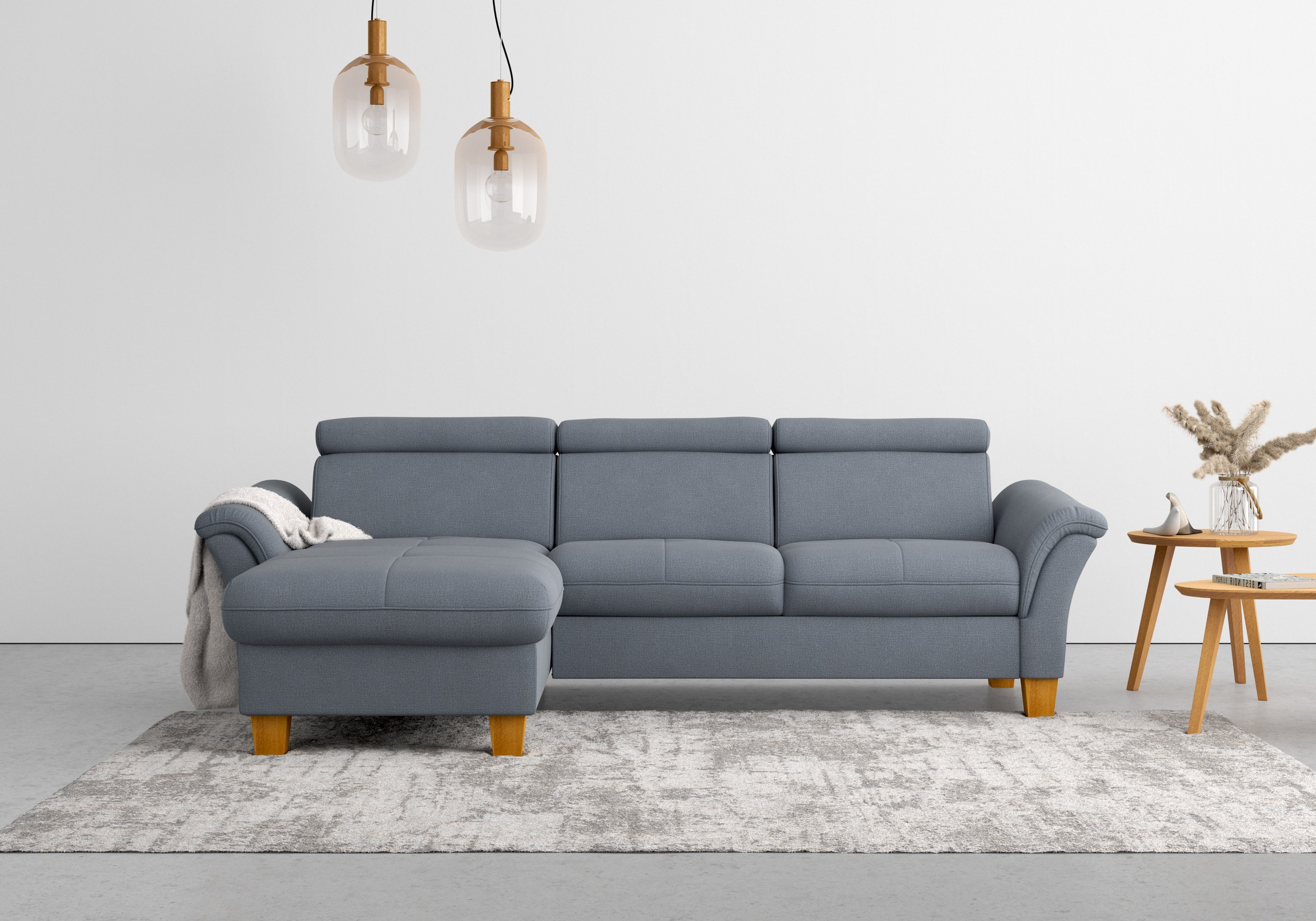 Home affaire Ecksofa »Lindgren L-Form«, wahlweise mit Bett mit klappbaren Rollen, Kasten und Kopfverstellung