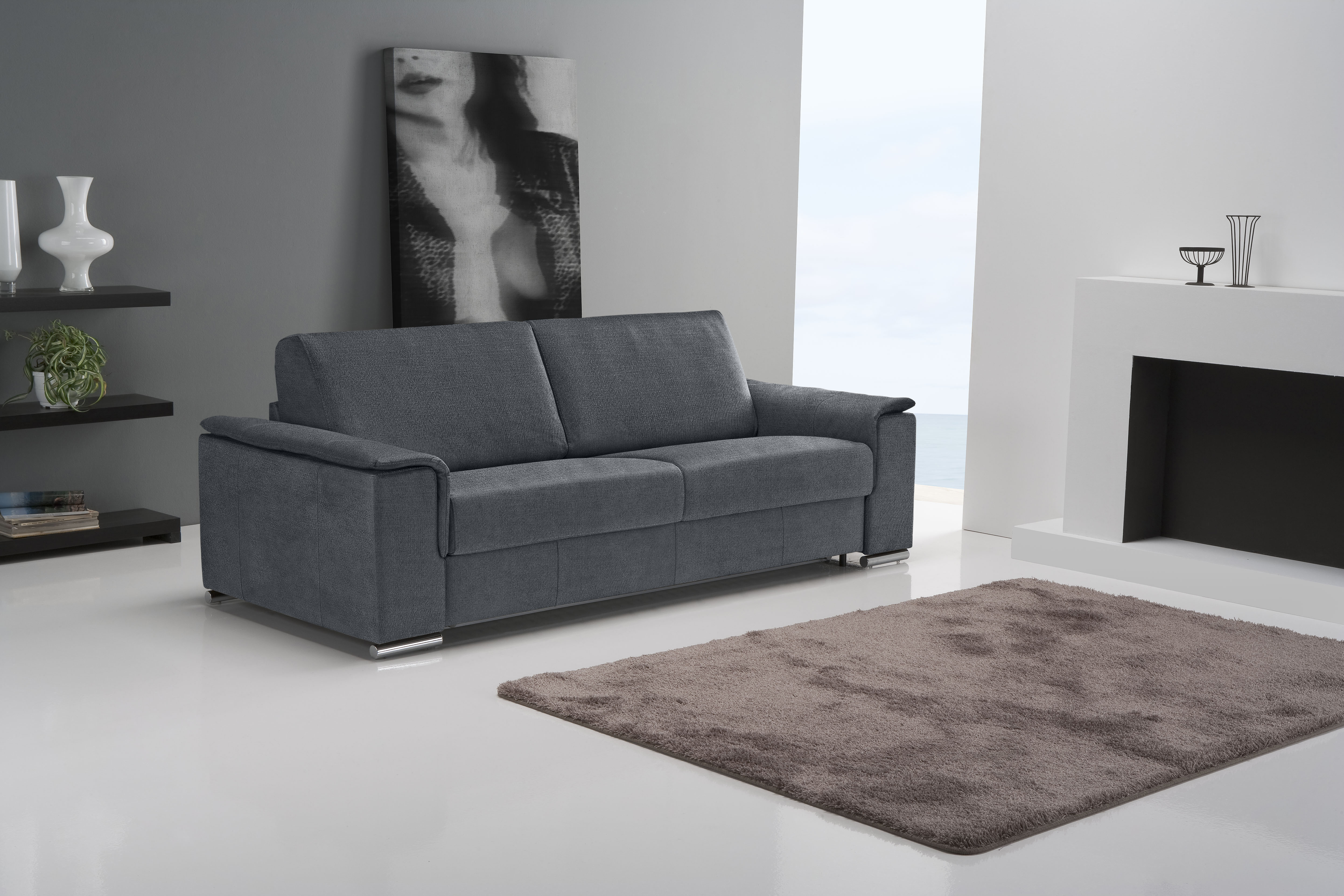 Egoitaliano Schlafsofa "Cecilia, modern & elegant, erstklassiger Sitzkomfort, Dauerschläfer" inkl. Matratze und hochwertigem Metallbettrahmen, toller Schlafkomfort