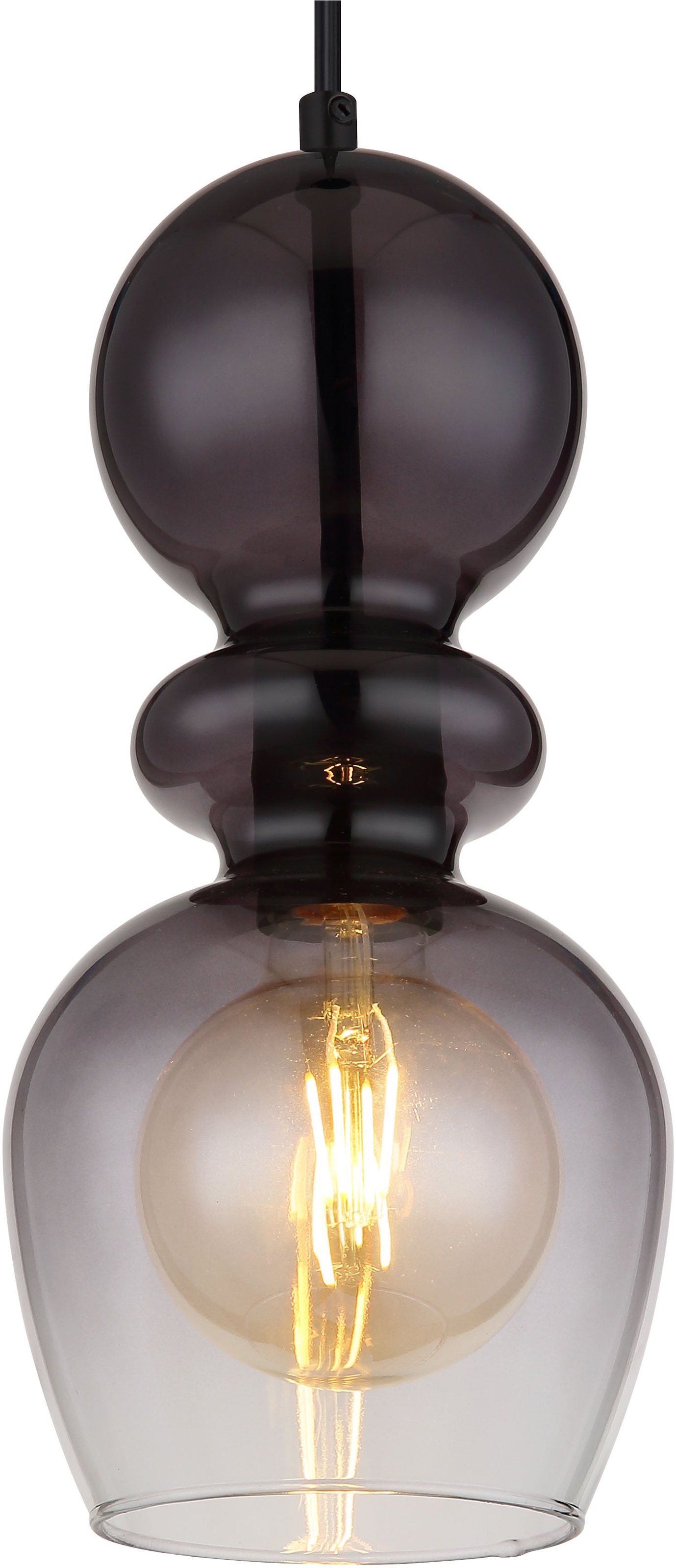 GLOBO LIGHTING Hängeleuchte »CLARITY«, Leuchtmittel E27 | ohne Leuchtmittel, Hängeleuchte/Pendelleuchte/Wohnzimmer/rund/bauchiges Glas