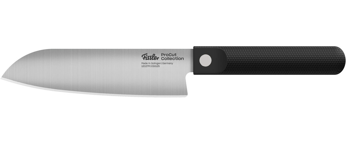 FISSLER Santokumesser "ProcCut Collection", Klingenlänge 17cm, schwarz, Kochmesser, Made in Germany, handgeschliffen, 12C27M Spezialmesserstahl