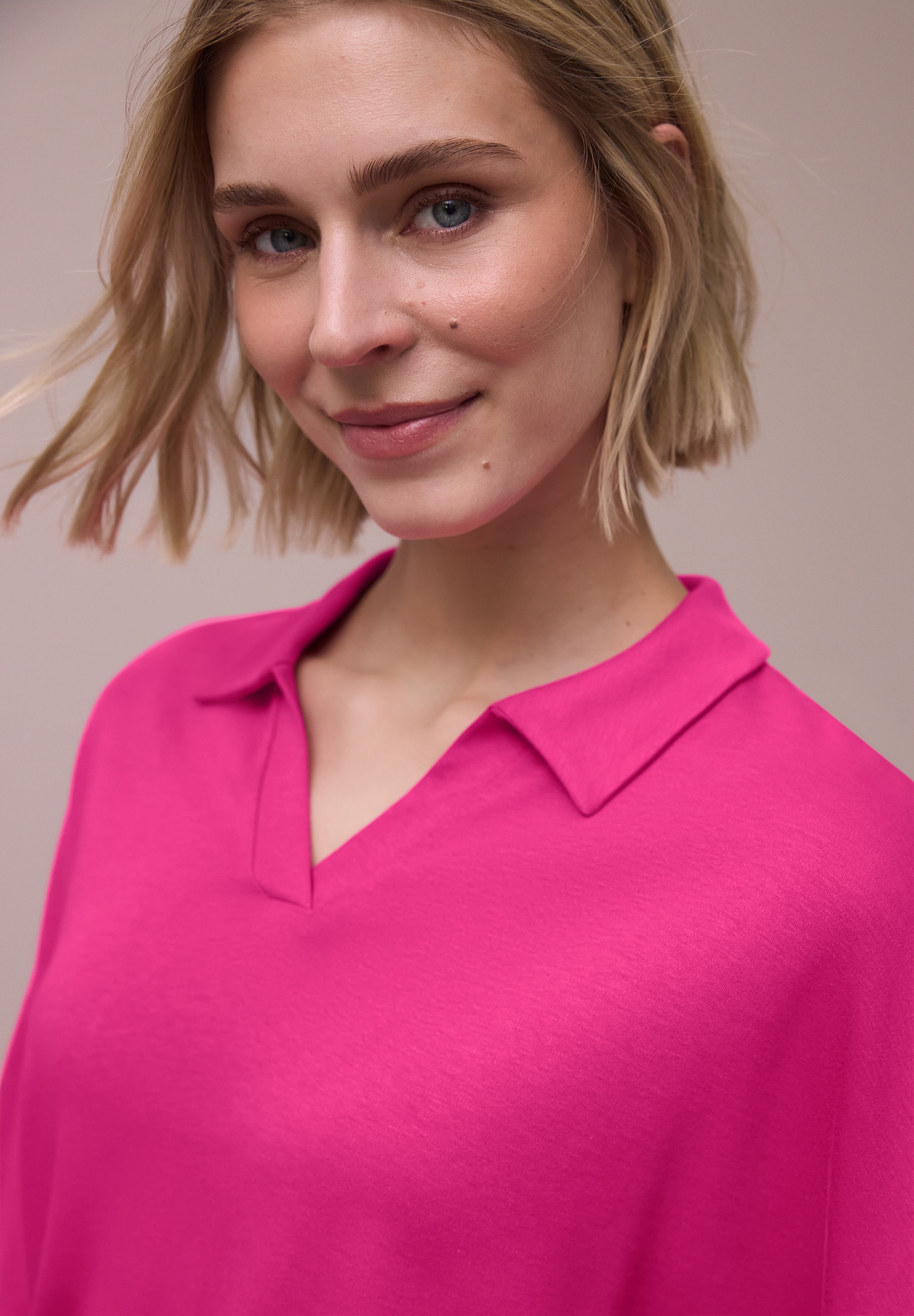 STREET ONE Poloshirt Sommershirt mit breitem elastischem Bund