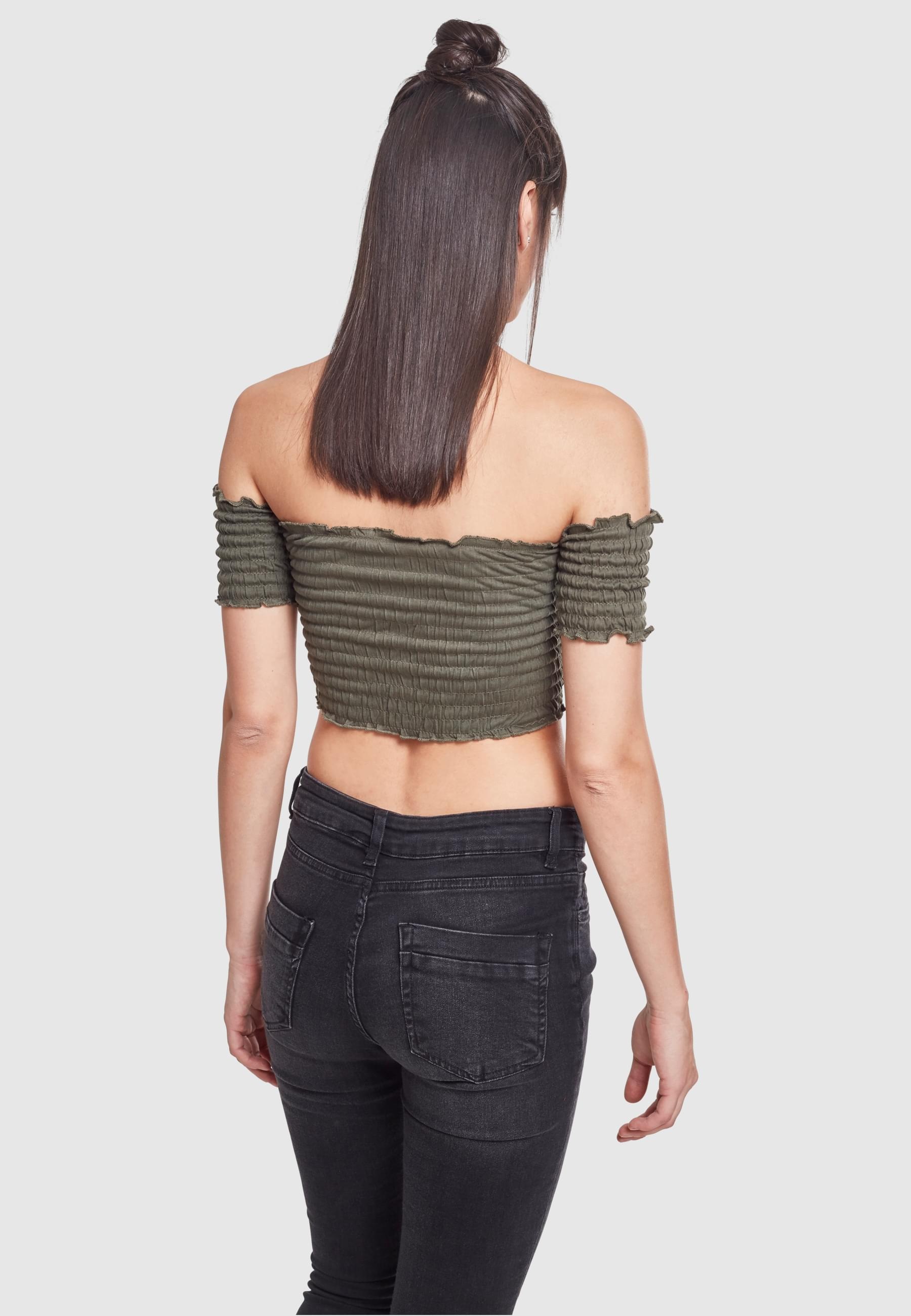 URBAN CLASSICS Muskelshirt »Urban Classics Damen Ladies Cropped Cold Shoulder Smoke Top«, (1 tlg.)