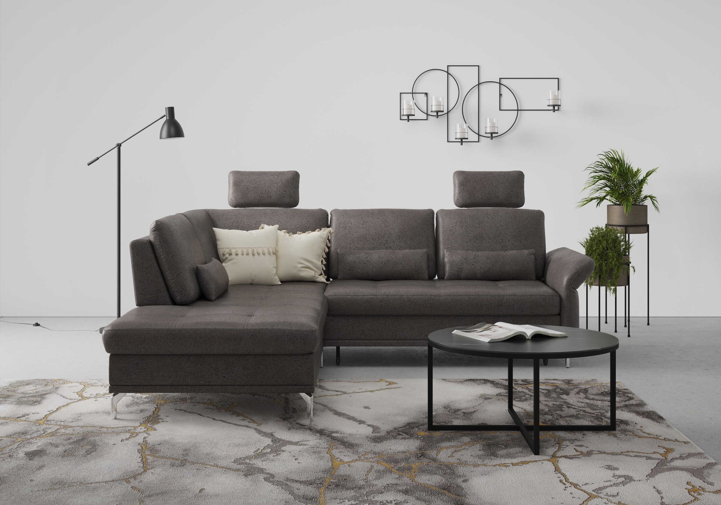 Home affaire Ecksofa "Palm Beach L-Form" Federkern, mit Sitztiefenverstellu günstig online kaufen