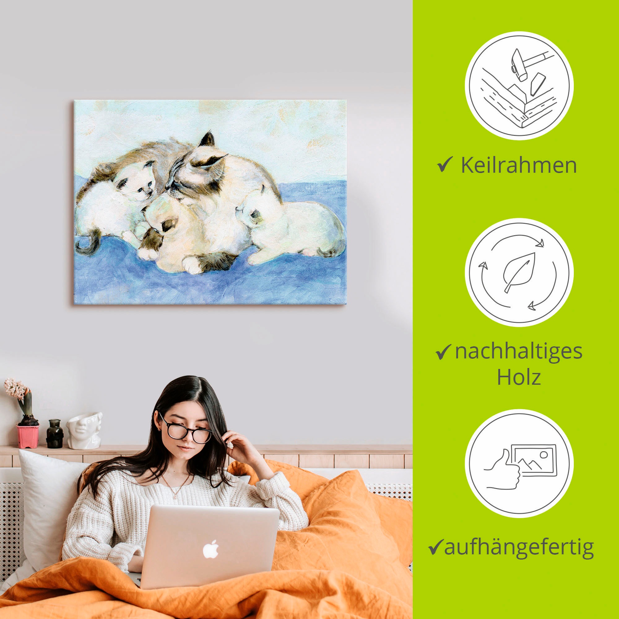 Artland Wandbild »Katzenfamilie«, Haustiere, (1 St.), als Leinwandbild, Wandaufkleber in verschied. Größen