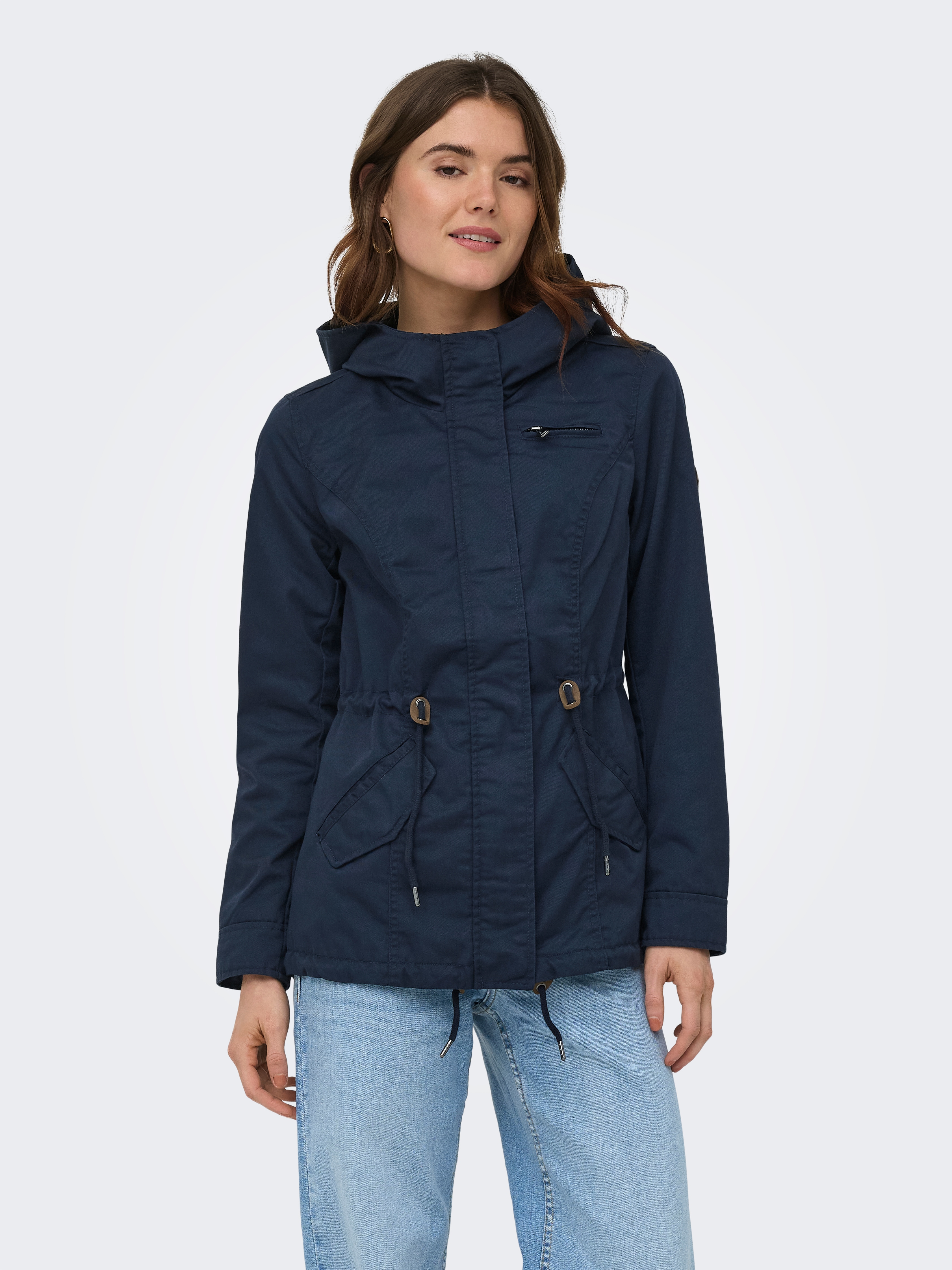 ONLY Parka "ONLLORCA LIFE CANVAS PARKA CC OTW" mit Kapuze mit Kordelzug in der Taille