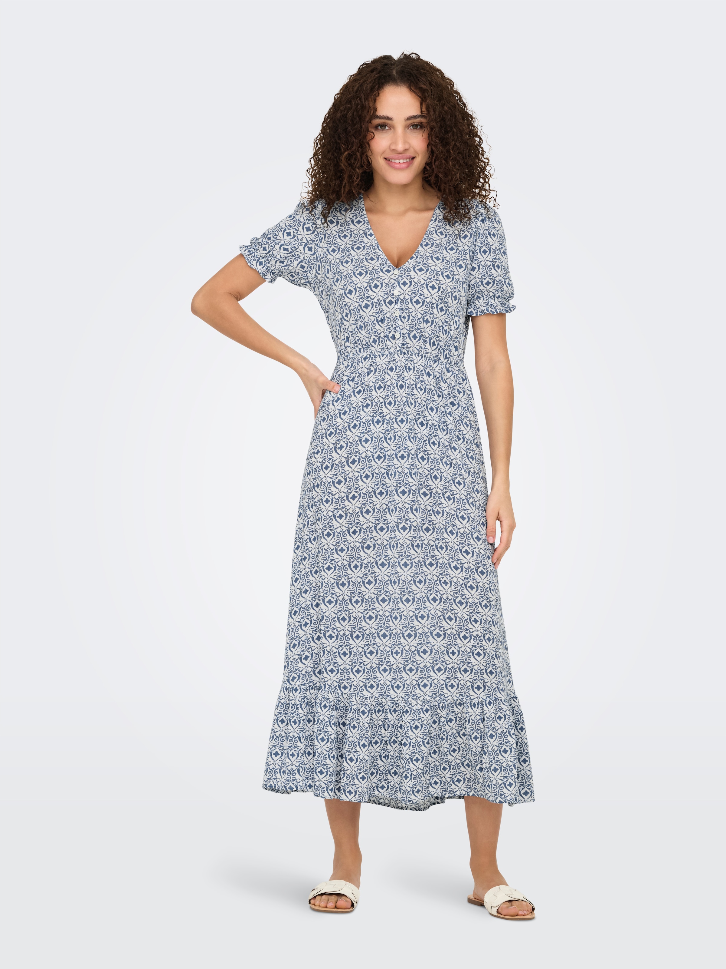 ONLY Maxikleid "ONLCHIANTI S/S LONG DRESS WVN NOOS" Viskose, regular fit günstig online kaufen
