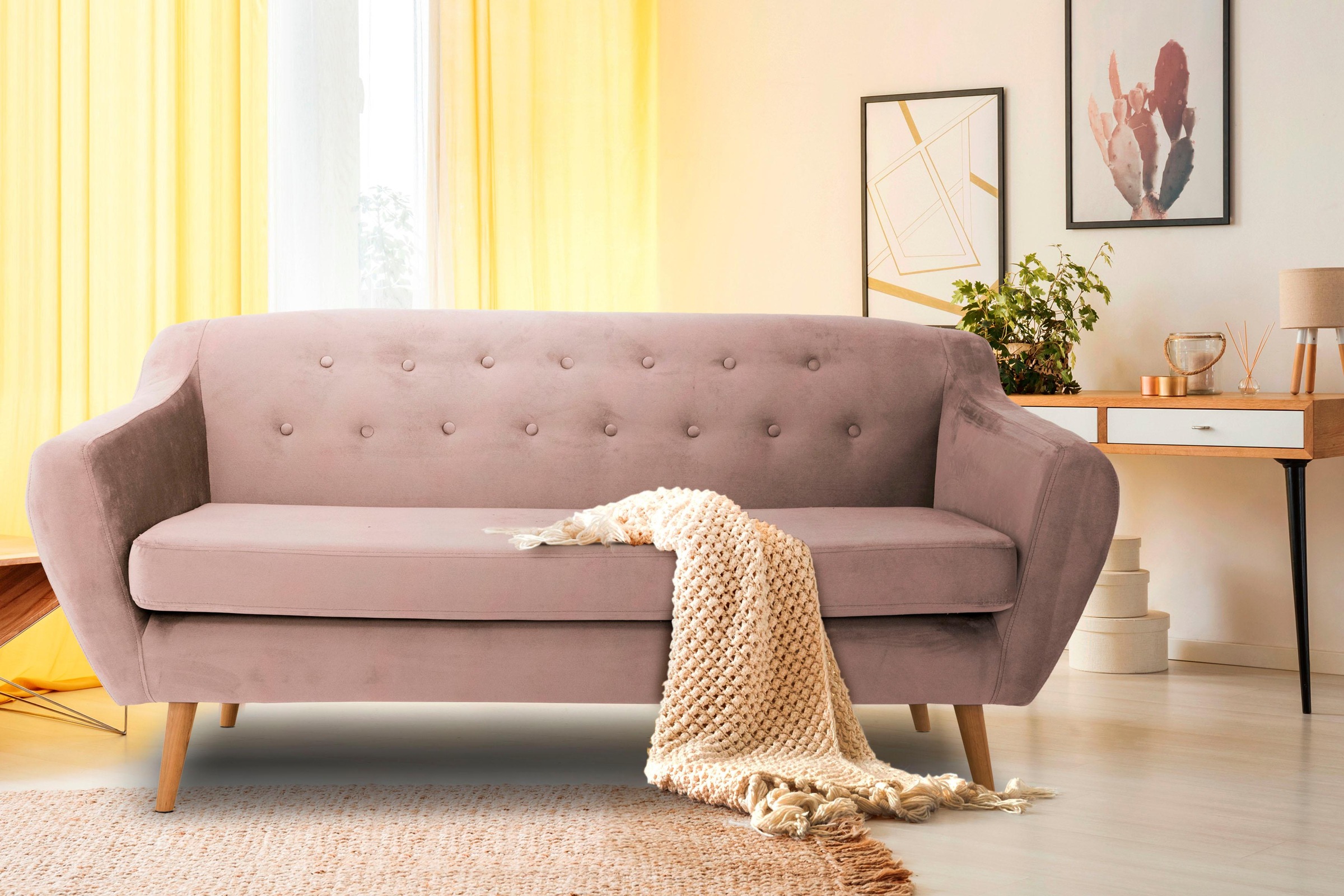 Home affaire 3-Sitzer "Renne" mit Heftung im Rücken im skandinavischem Stil günstig online kaufen